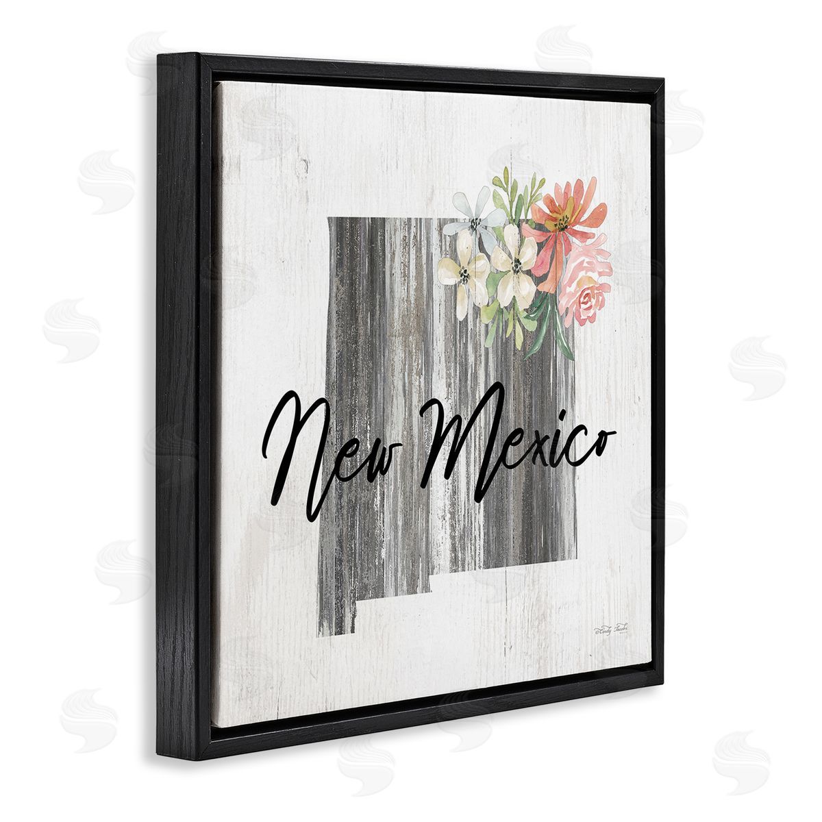 Shabby Chic New Mexico Black Floating Frame Canvas Wall Art, Home Decor by Cindy Jacobs