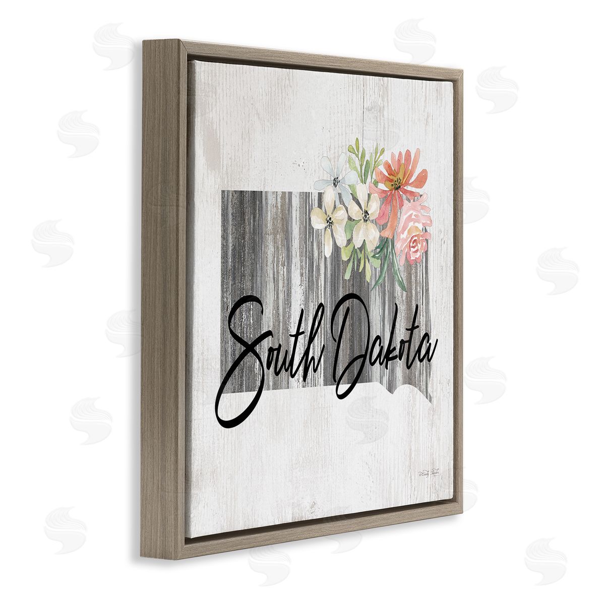 Shabby Chic South Dakota Brown Floating Frame Canvas Wall Art, Home Decor by Cindy Jacobs