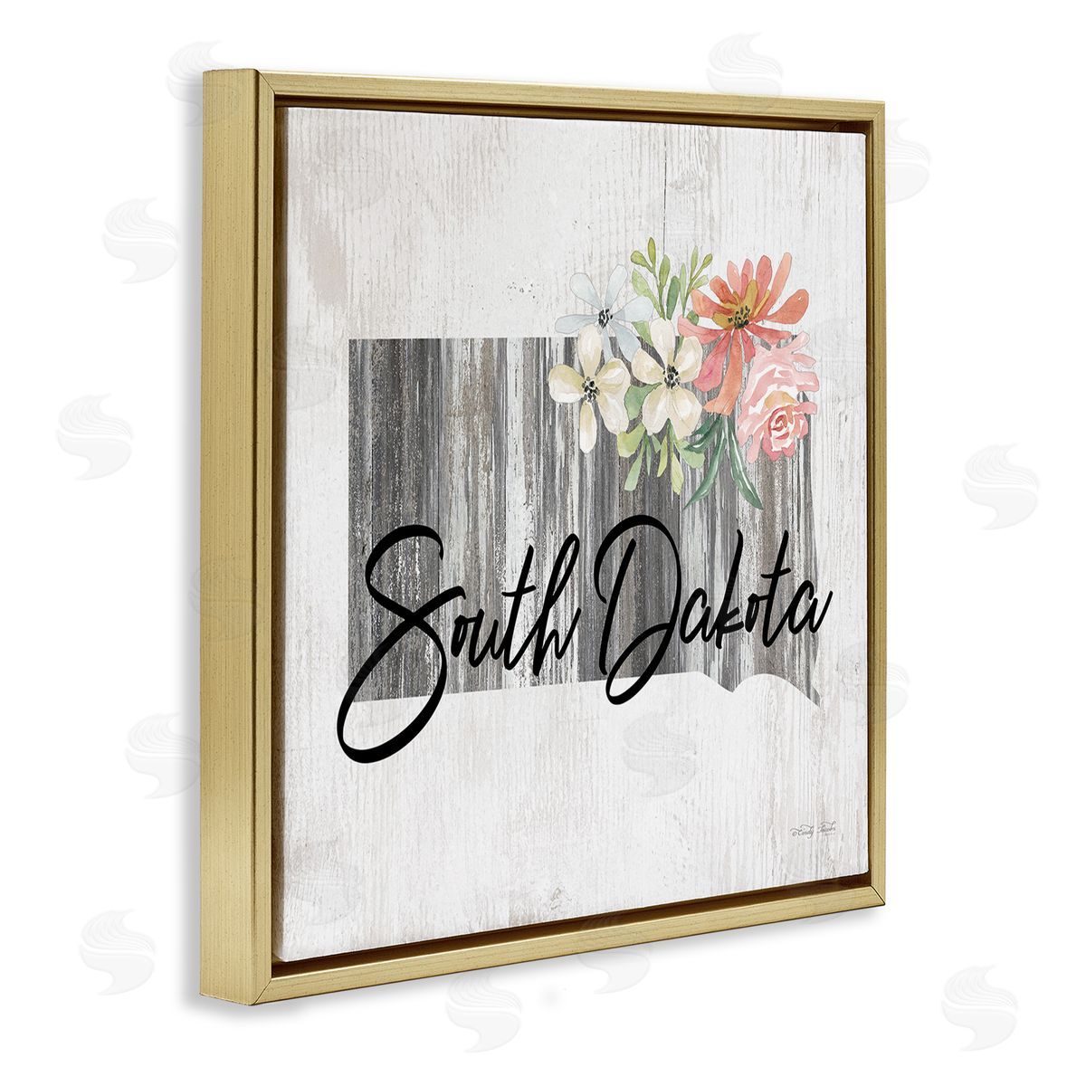 Shabby Chic South Dakota Gold Floating Frame Canvas Wall Art, Home Decor by Cindy Jacobs