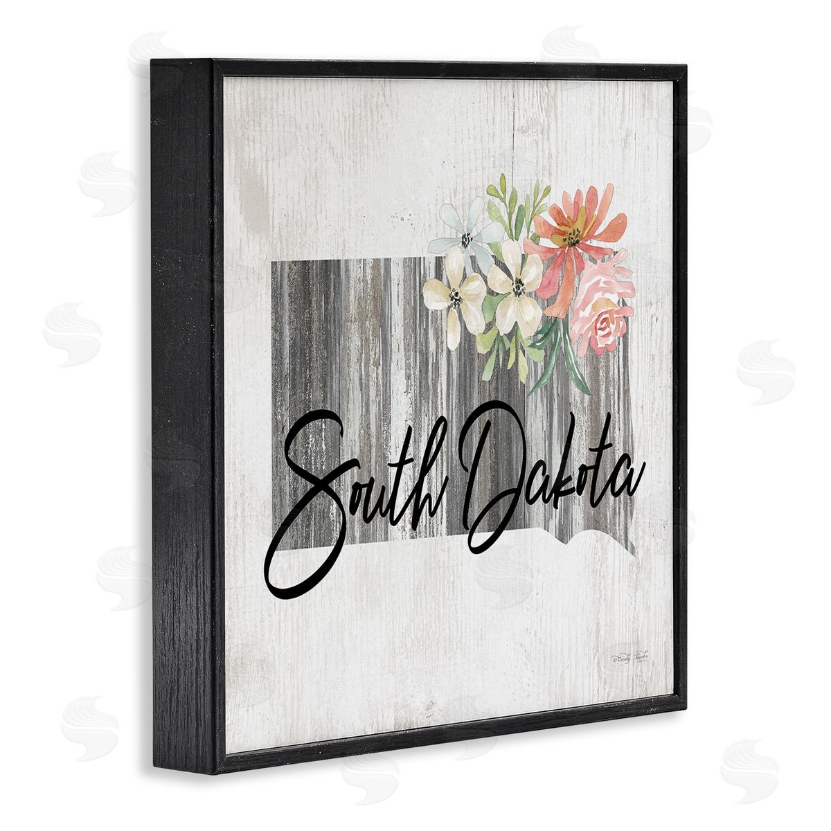 Shabby Chic South Dakota Black Frame Print Wall Art, Home Decor by Cindy Jacobs