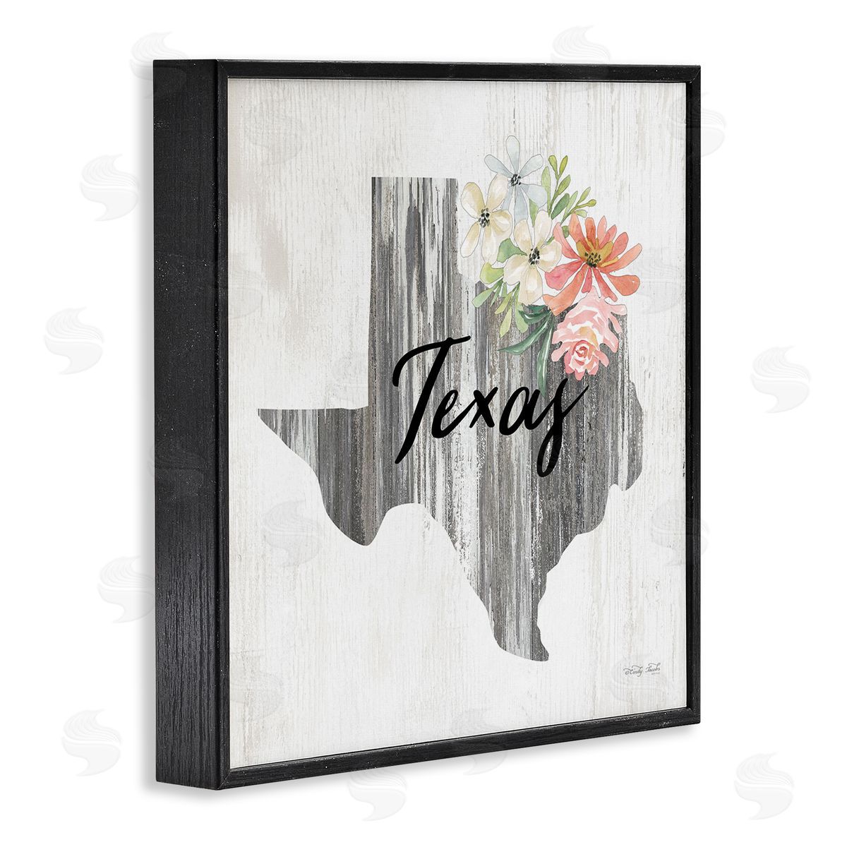 Shabby Chic Texas Black Frame Print Wall Art, Home Decor by Cindy Jacobs