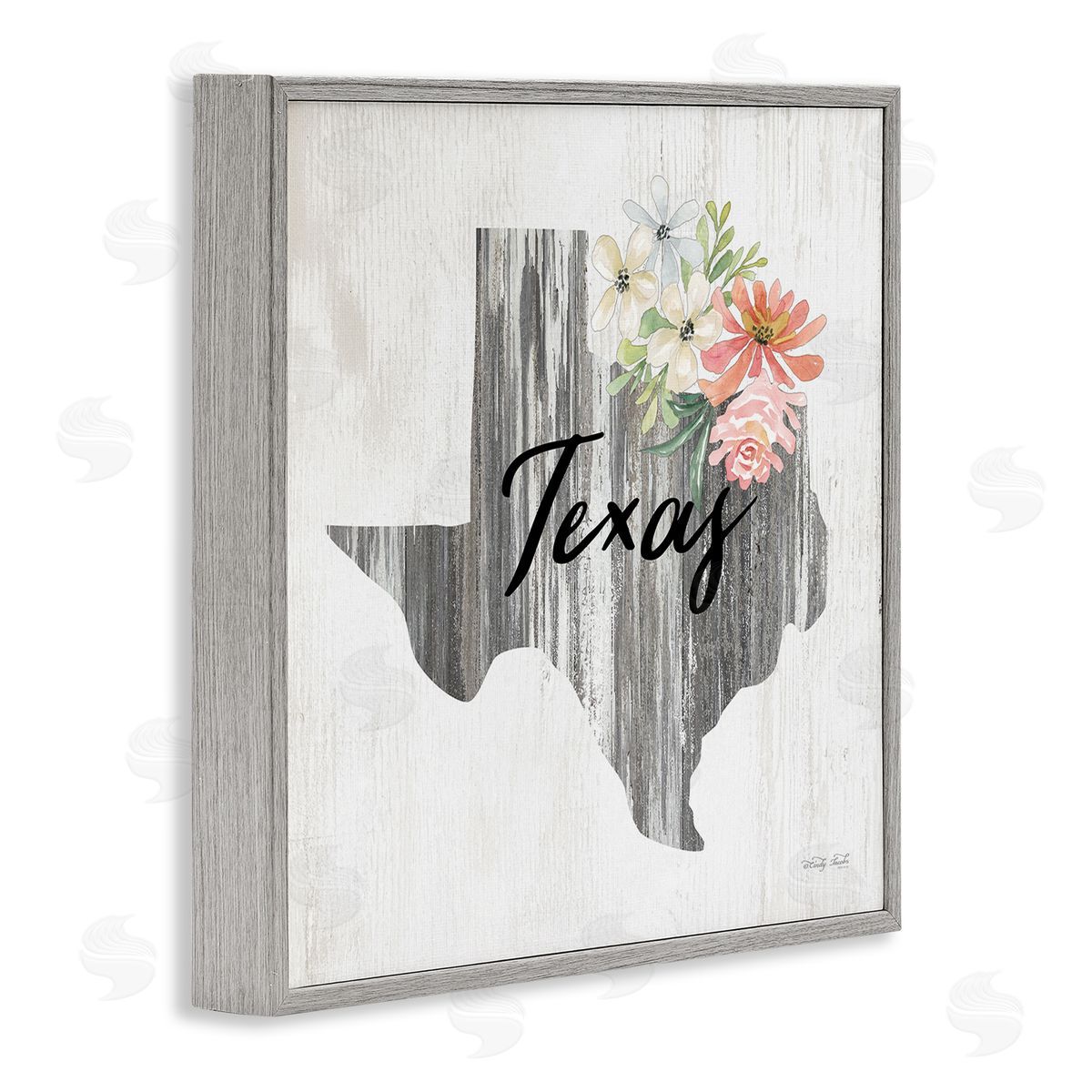 Shabby Chic Texas Grey Frame Print Wall Art, Home Decor by Cindy Jacobs