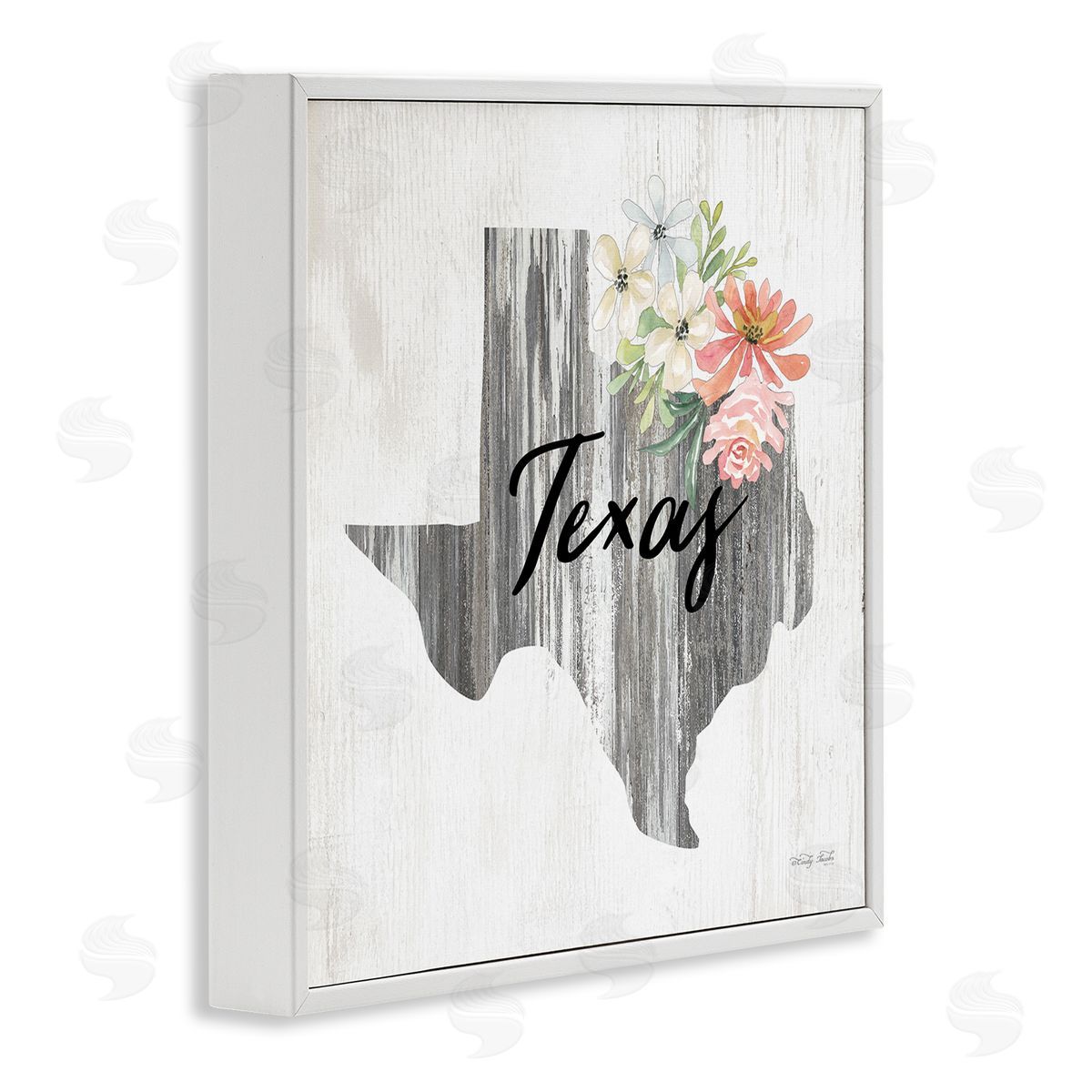Shabby Chic Texas White Frame Print Wall Art, Home Decor by Cindy Jacobs