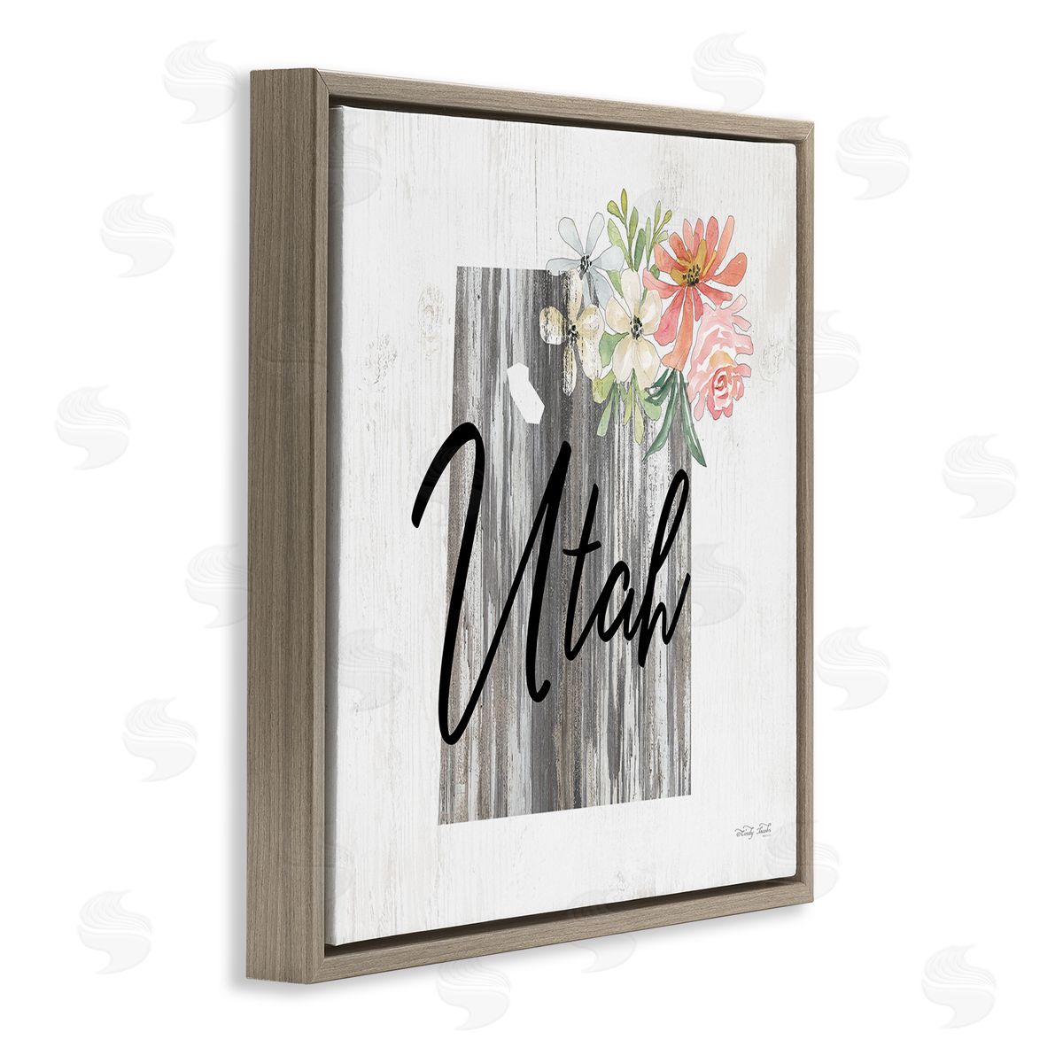 Shabby Chic Utah Brown Floating Frame Canvas Wall Art, Home Decor by Cindy Jacobs