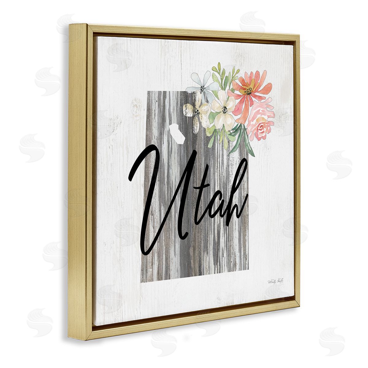Shabby Chic Utah Gold Floating Frame Canvas Wall Art, Home Decor by Cindy Jacobs