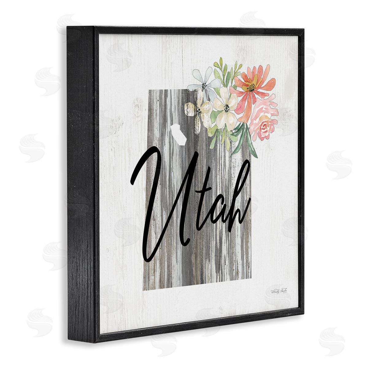 Shabby Chic Utah Black Frame Print Wall Art, Home Decor by Cindy Jacobs
