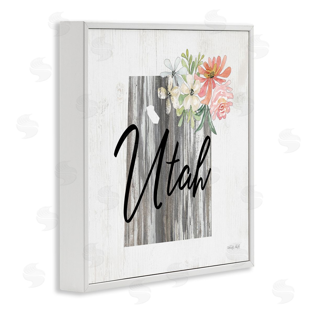 Shabby Chic Utah White Frame Print Wall Art, Home Decor by Cindy Jacobs