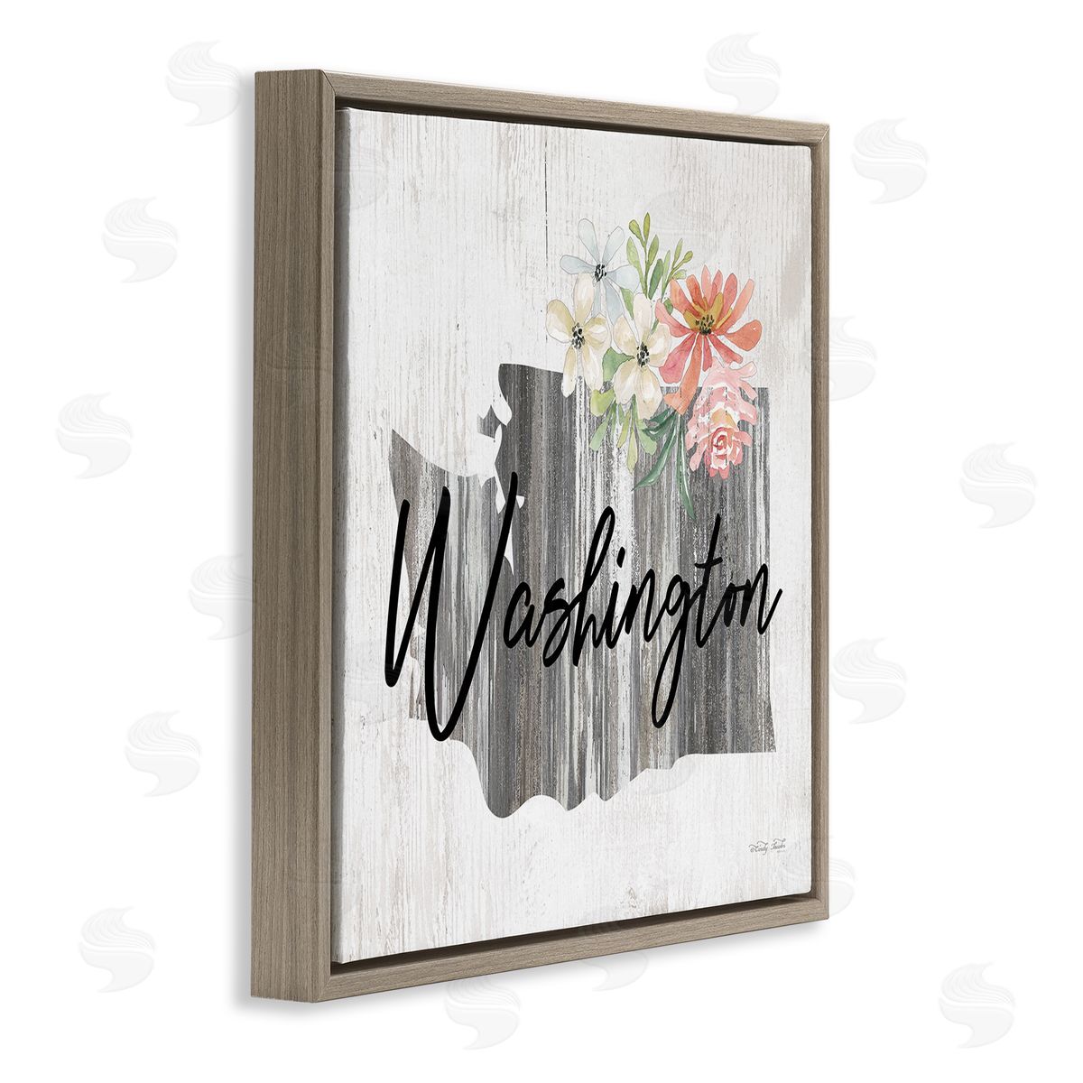 Shabby Chic Washington Brown Floating Frame Canvas Wall Art, Home Decor by Cindy Jacobs