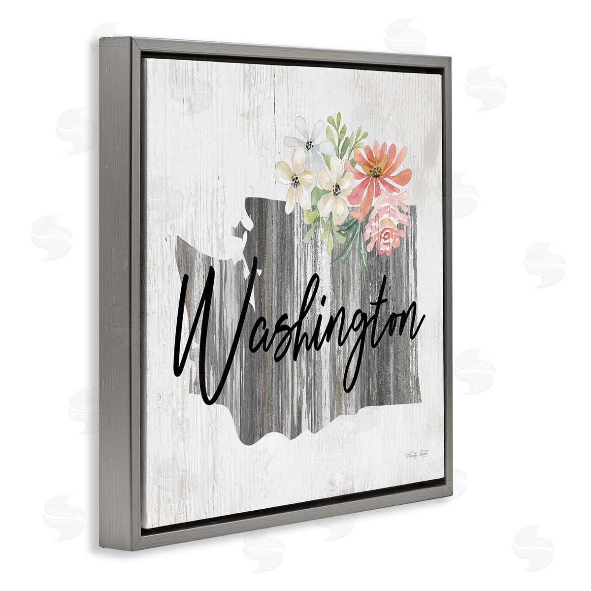 Shabby Chic Washington Grey Floating Frame Canvas Wall Art, Home Decor by Cindy Jacobs