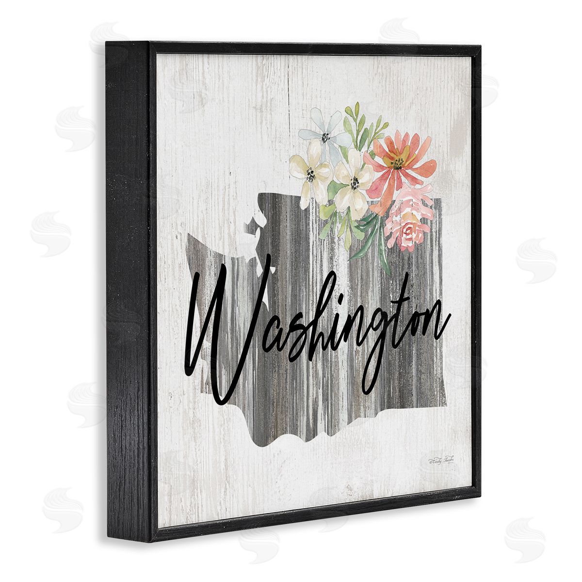 Shabby Chic Washington Black Frame Print Wall Art, Home Decor by Cindy Jacobs