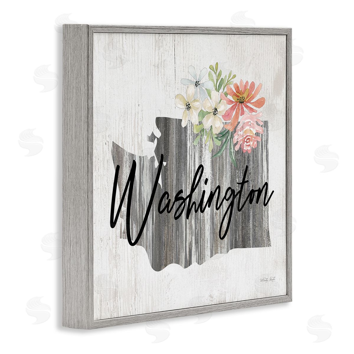 Shabby Chic Washington Grey Frame Print Wall Art, Home Decor by Cindy Jacobs