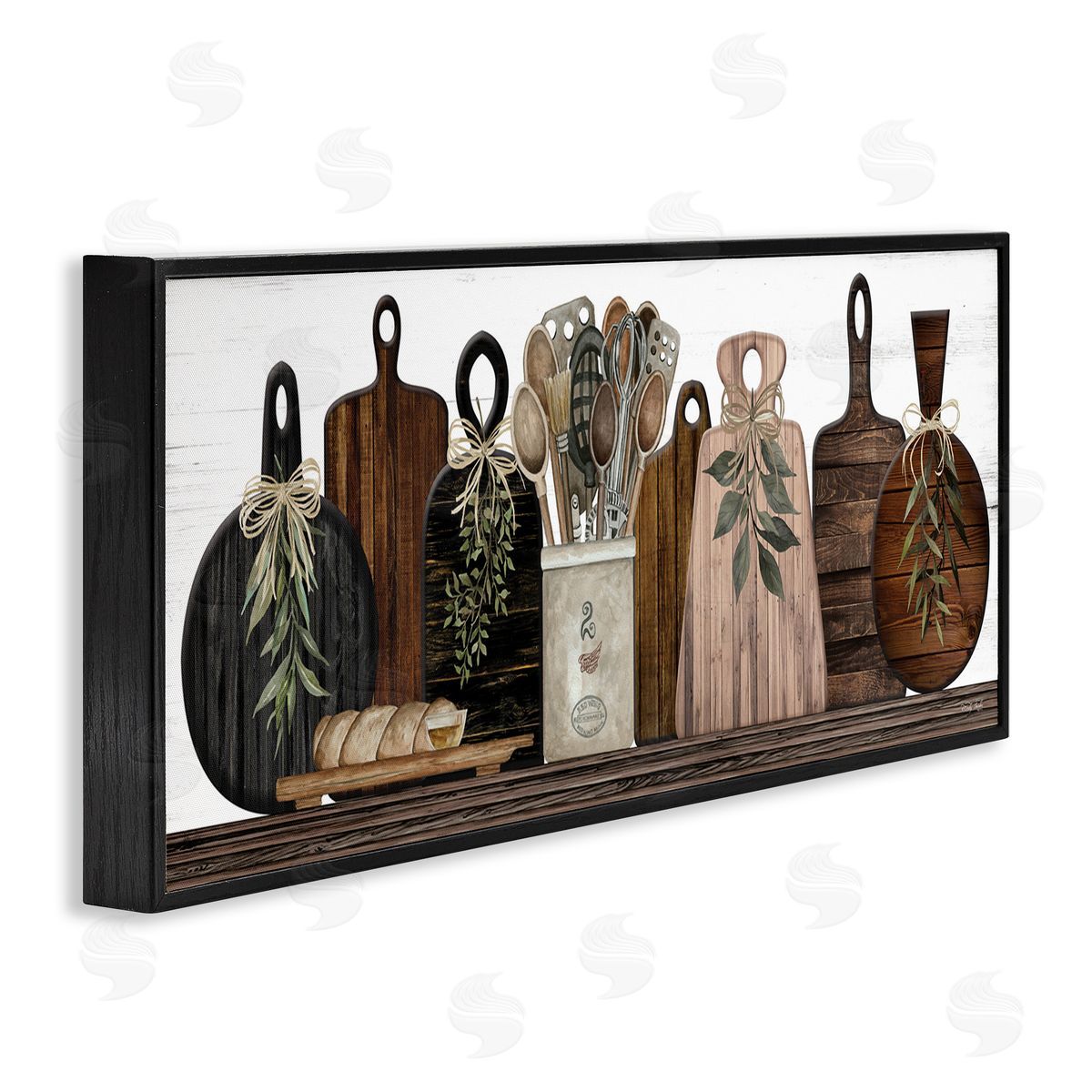 Wooden Kitchen Items Black Frame Print Wall Art, Home Decor by Cindy Jacobs