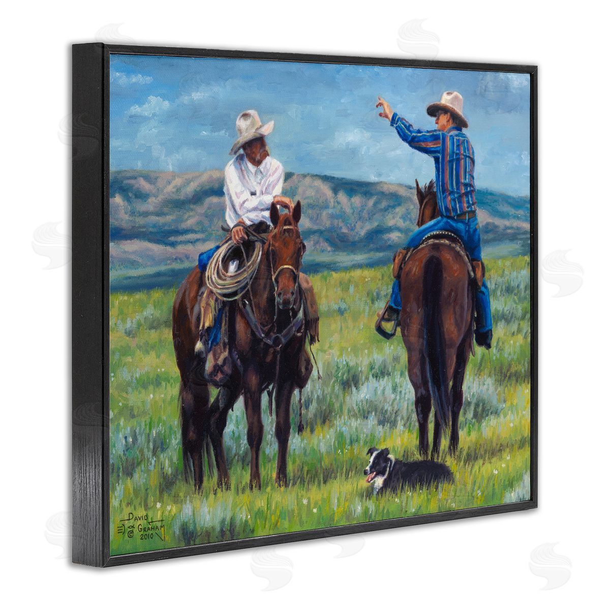 Cowboy Logic Scene Black Frame Print Wall Art, Home Decor by David Graham