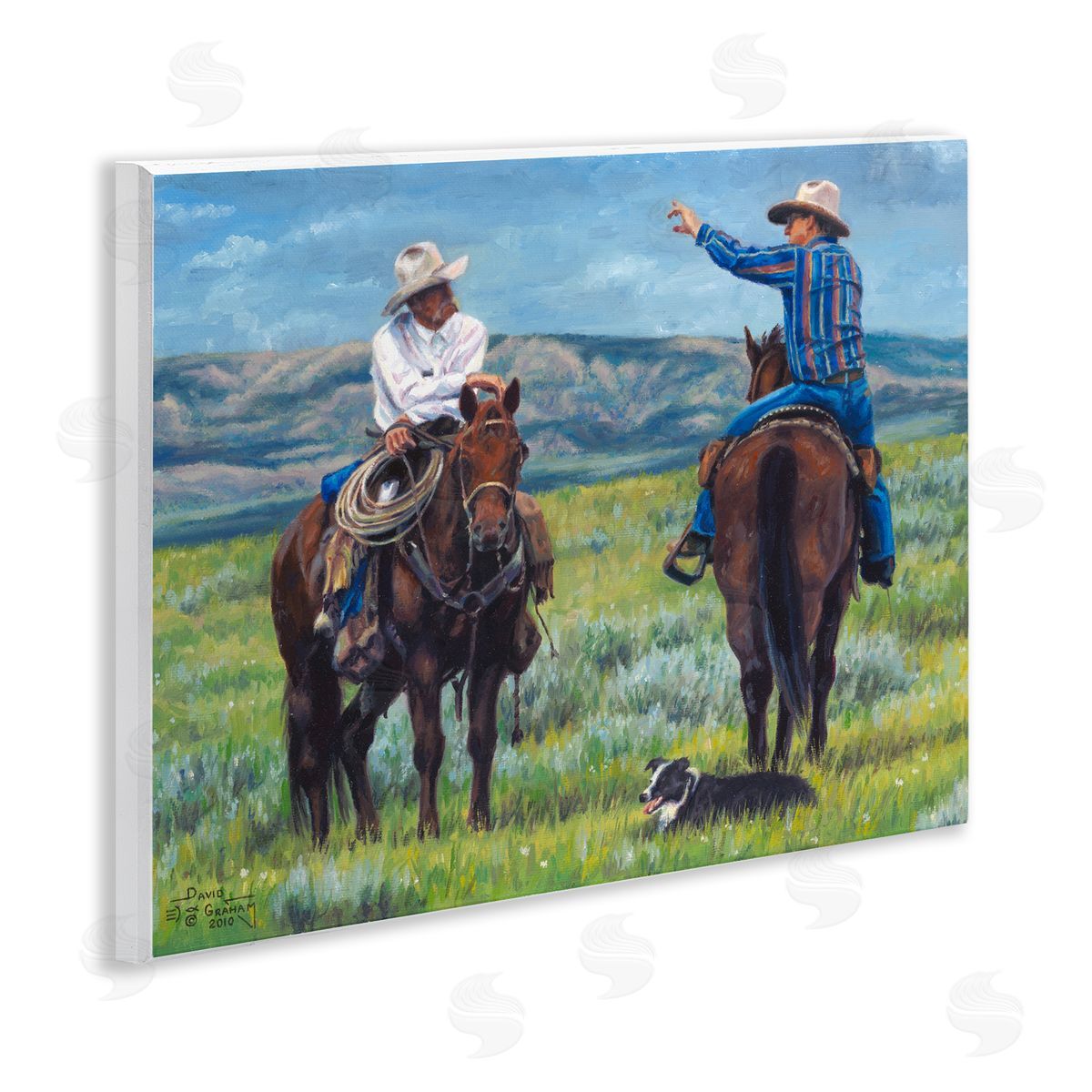Cowboy Logic Scene Wood Plaque Wall Art, Home Decor by David Graham