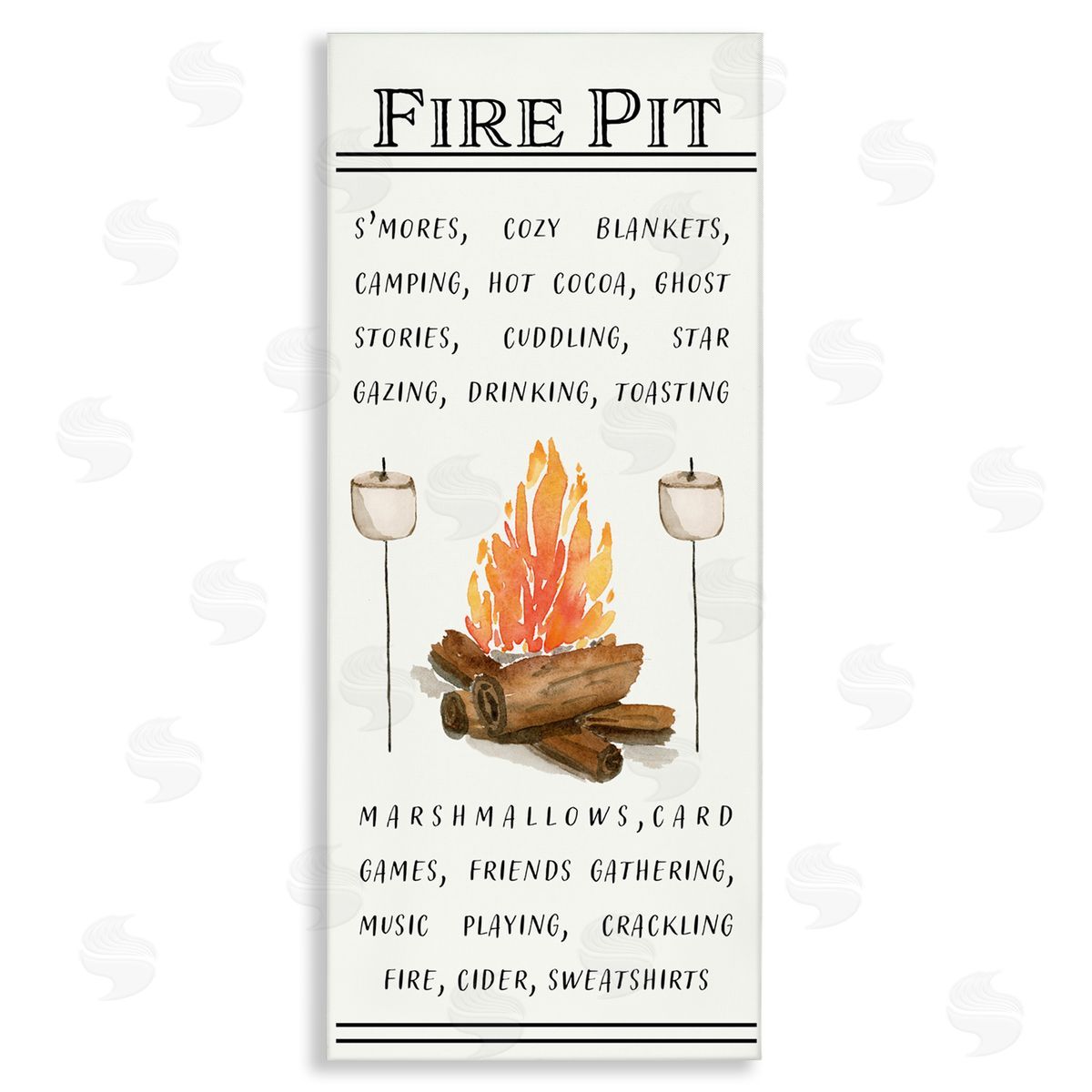Fire Pit and Marshmallows Canvas Wall Art, Home Decor by Corrine Rose Designs