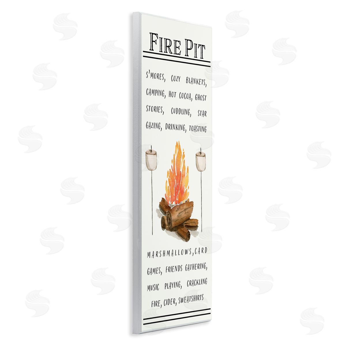 Fire Pit and Marshmallows Wood Plaque Wall Art, Home Decor by Corrine Rose Designs