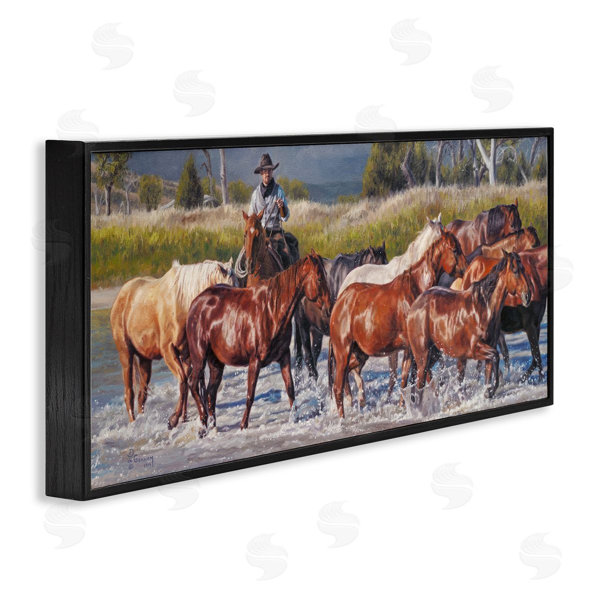 Crossing The Remuda Black Frame Print Wall Art, Home Decor by David Graham