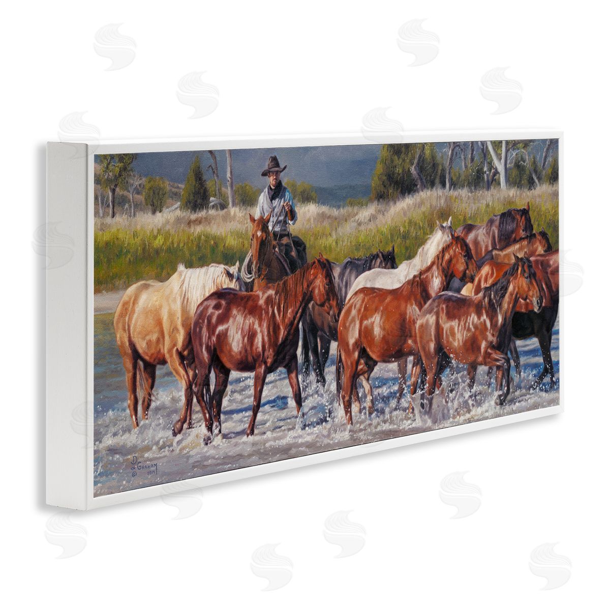 Crossing The Remuda White Frame Print Wall Art, Home Decor by David Graham