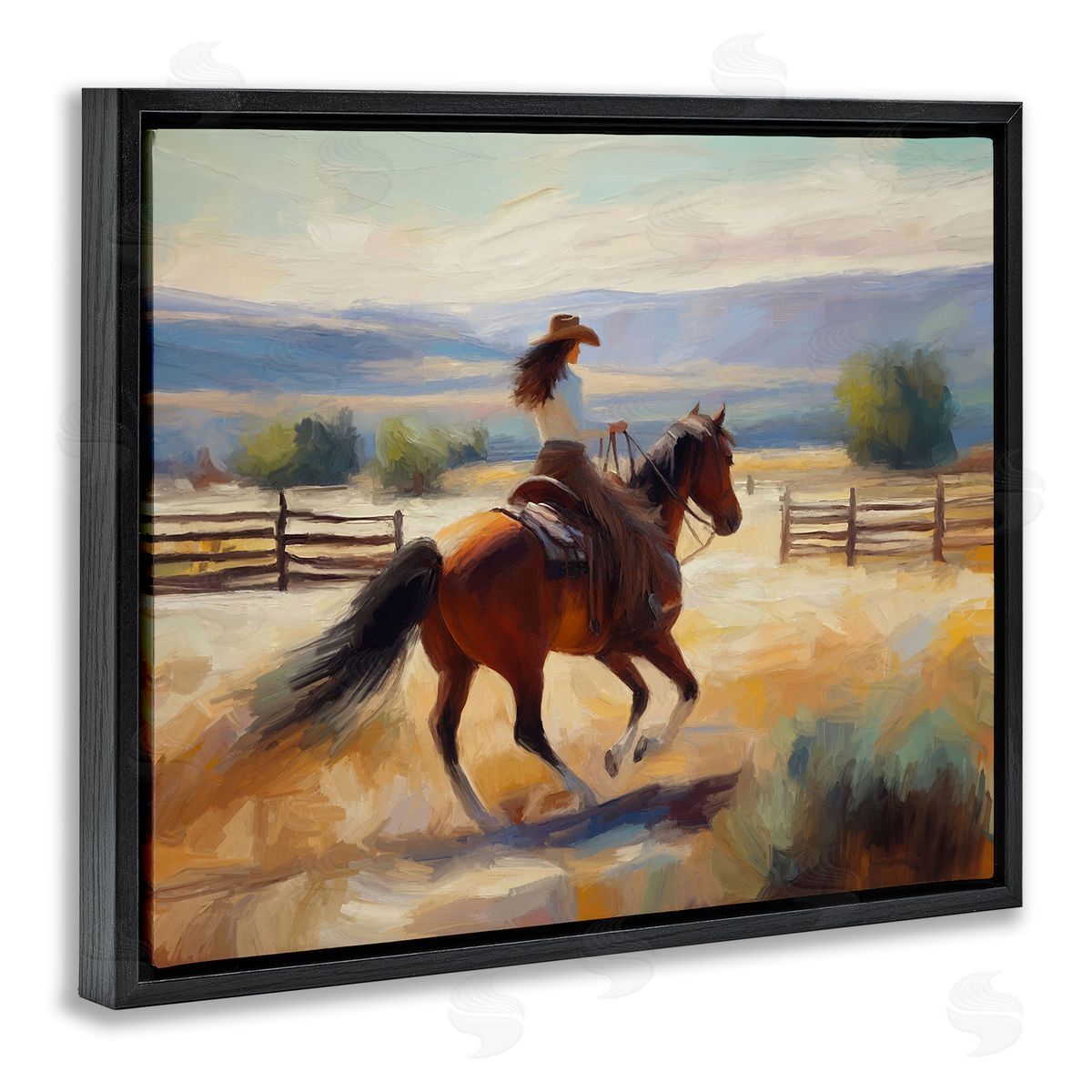 Ride Like The Wind Black Floating Frame Canvas Wall Art, Home Decor by Ramona Murdock