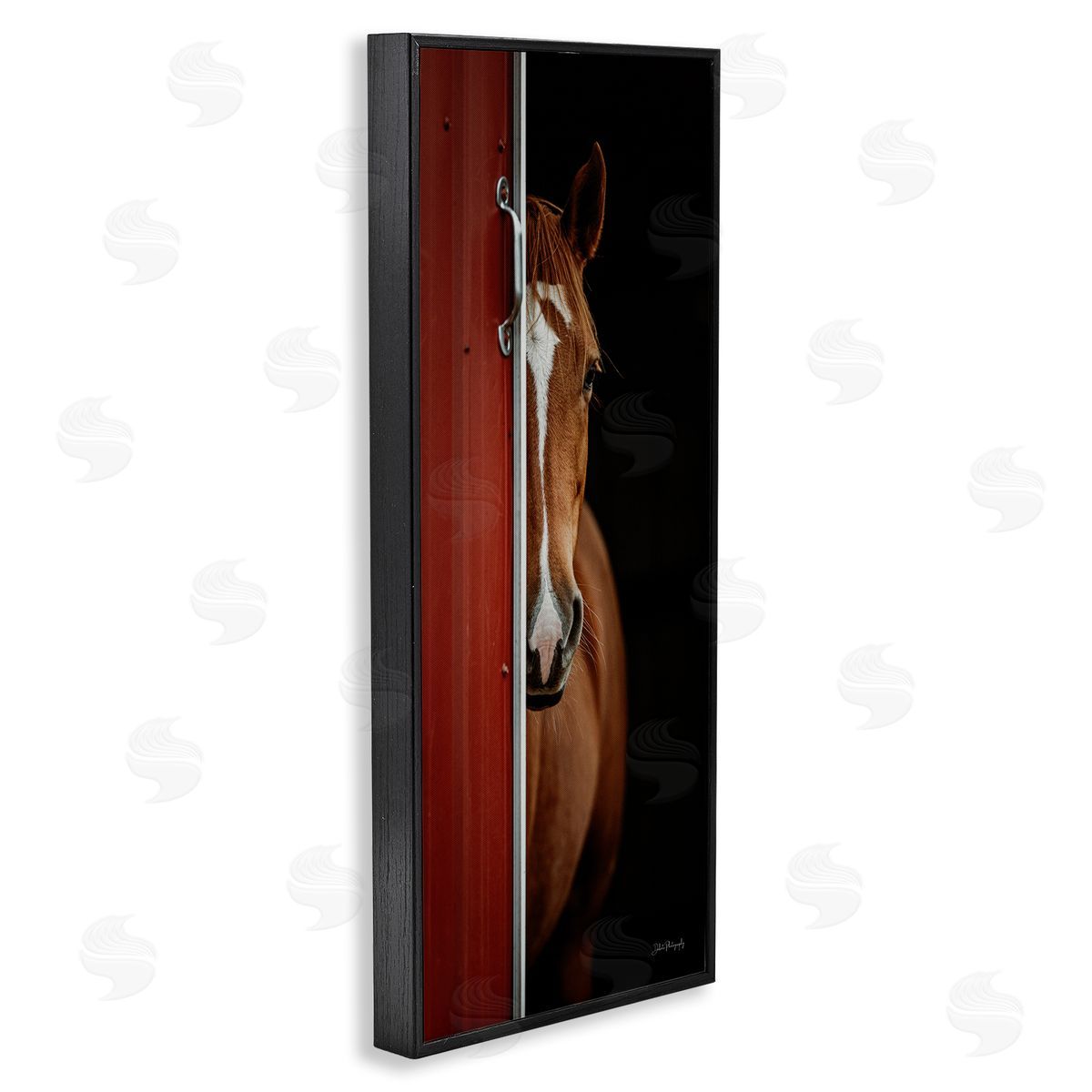 Brown Stallion Peeking Black Frame Print Wall Art, Home Decor by Dakota Diener