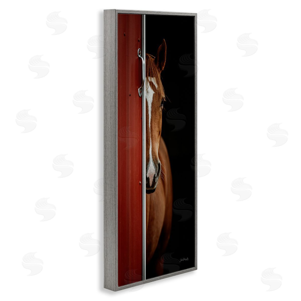 Brown Stallion Peeking Grey Frame Print Wall Art, Home Decor by Dakota Diener