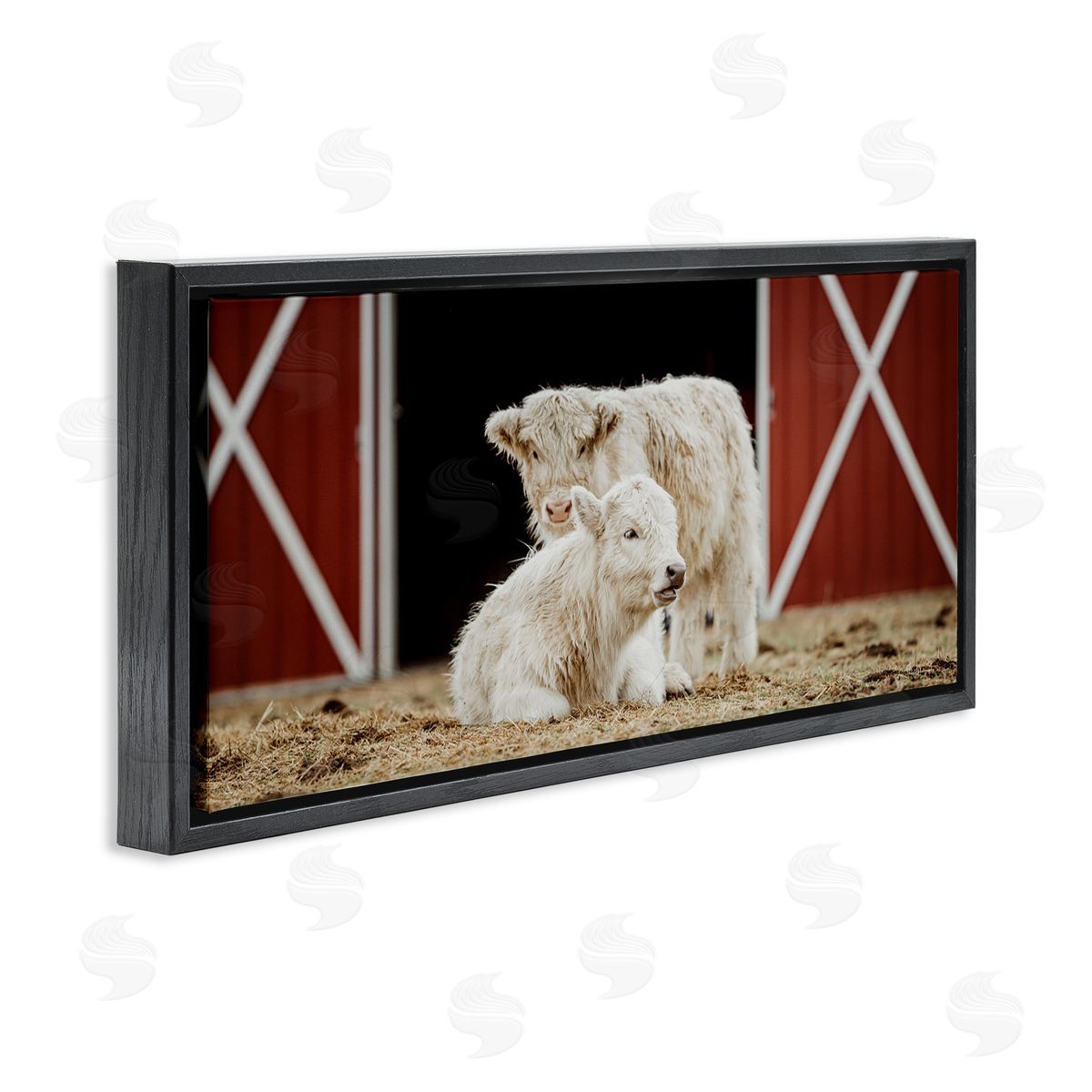 White Cattle Barn Black Floating Frame Canvas Wall Art, Home Decor by Dakota Diener