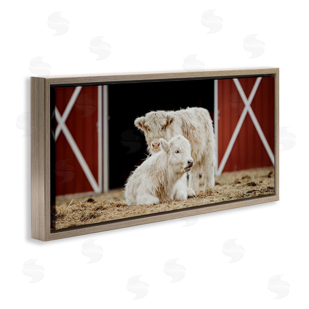 White Cattle Barn Brown Floating Frame Canvas Wall Art, Home Decor by Dakota Diener