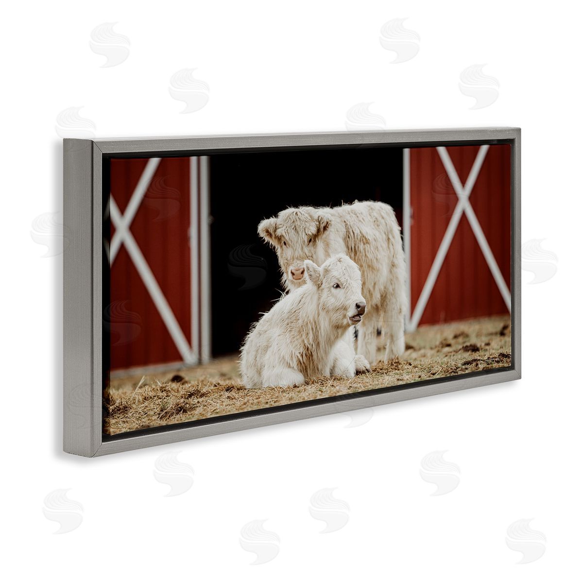 White Cattle Barn Grey Floating Frame Canvas Wall Art, Home Decor by Dakota Diener