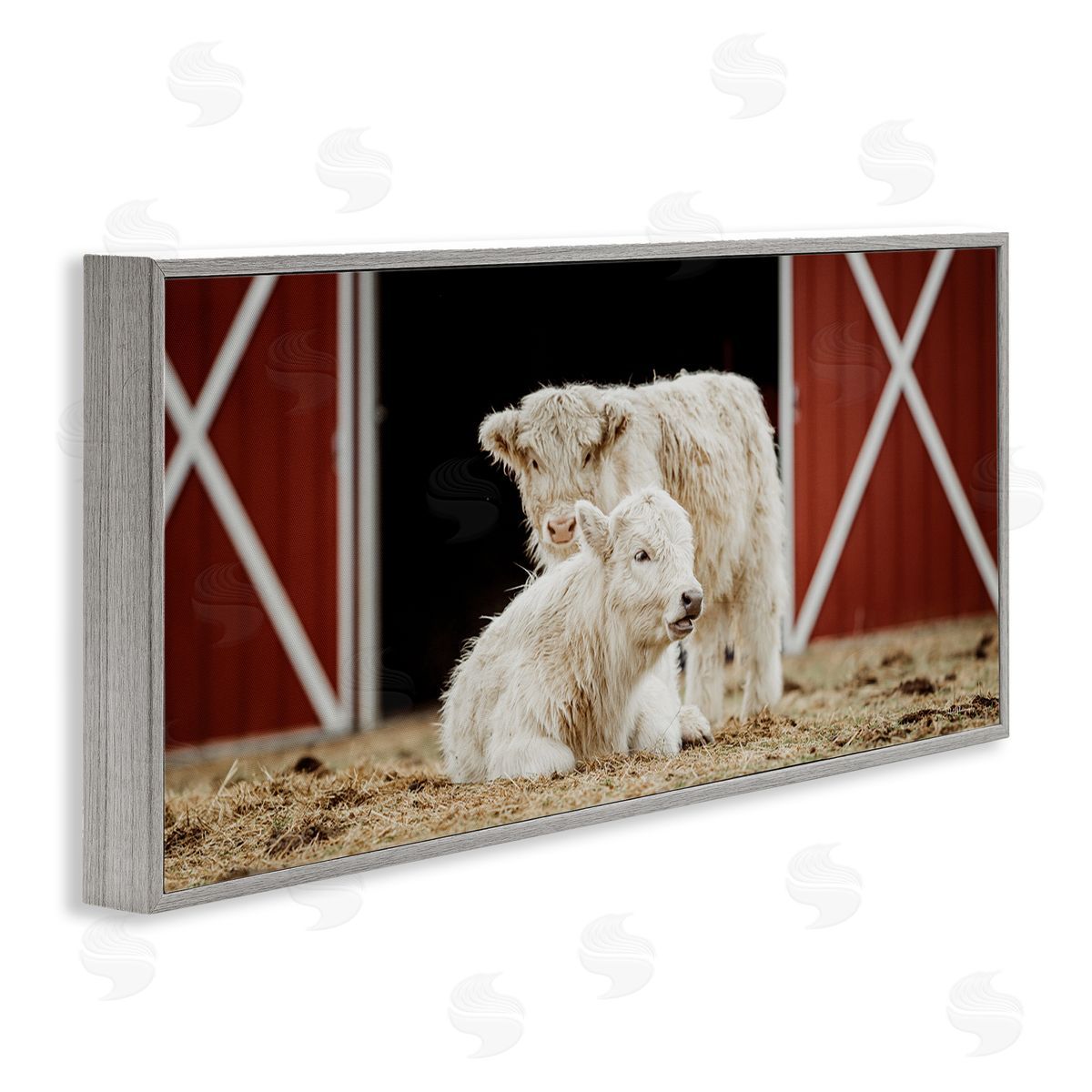 White Cattle Barn Grey Frame Print Wall Art, Home Decor by Dakota Diener