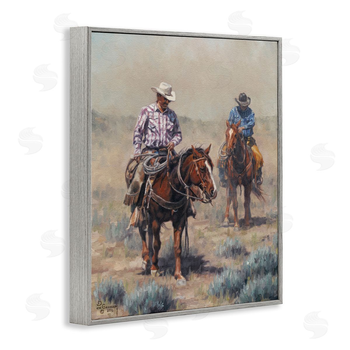 Dust Bowl Cowboys Grey Frame Print Wall Art, Home Decor by David Graham