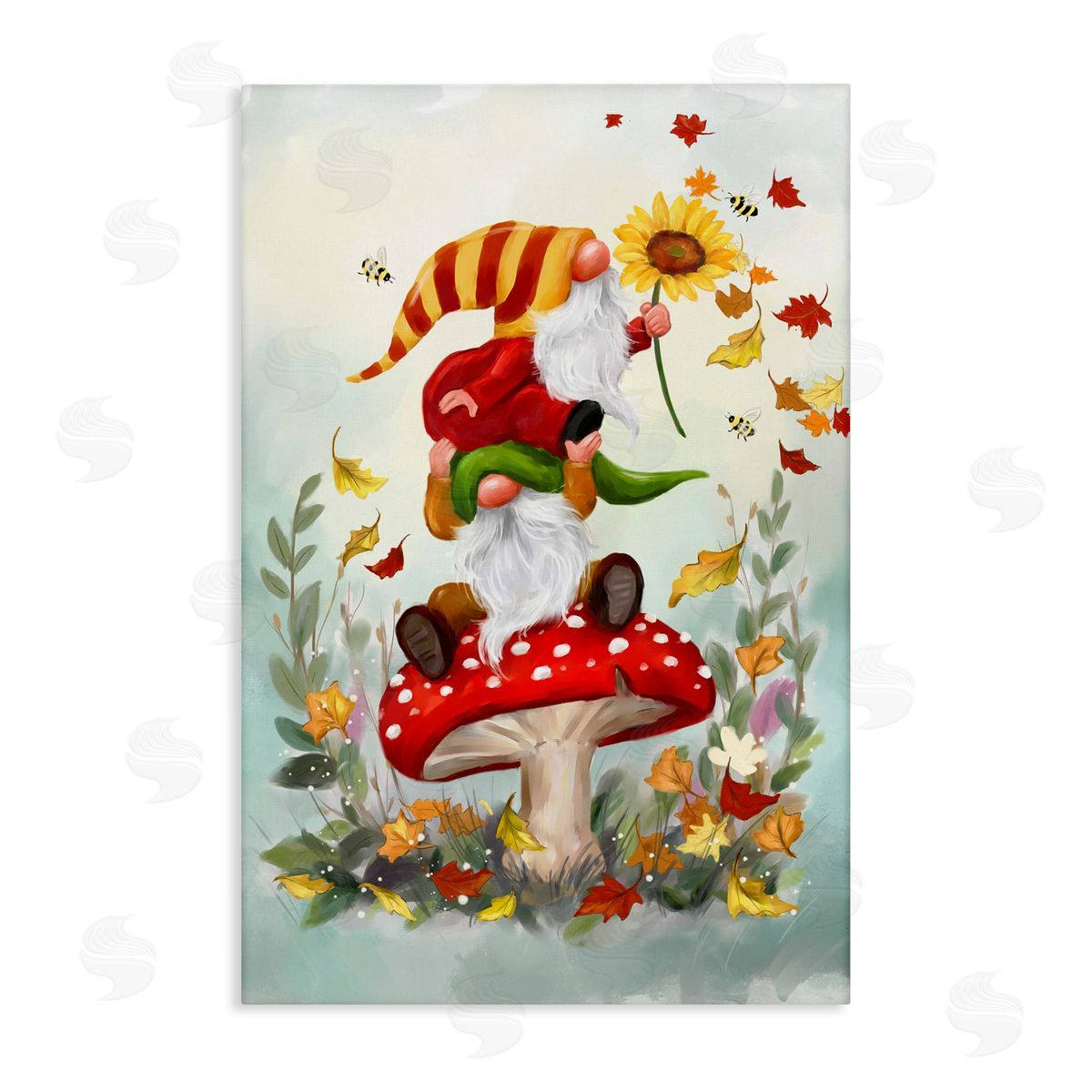 Autumn Garden Gnome Canvas Wall Art, Home Decor by Jean Francois
