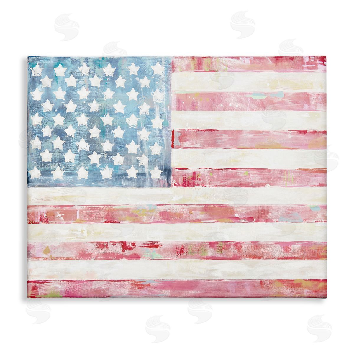 Patriotic Brushed Flag Canvas Wall Art, Home Decor by Jenny Westenhofer