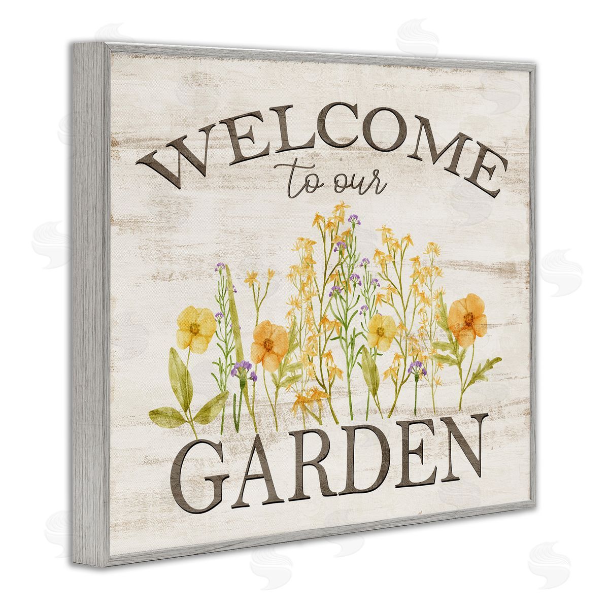 Welcome To Our Garden Grey Frame Print Wall Art, Home Decor by Kim Allen