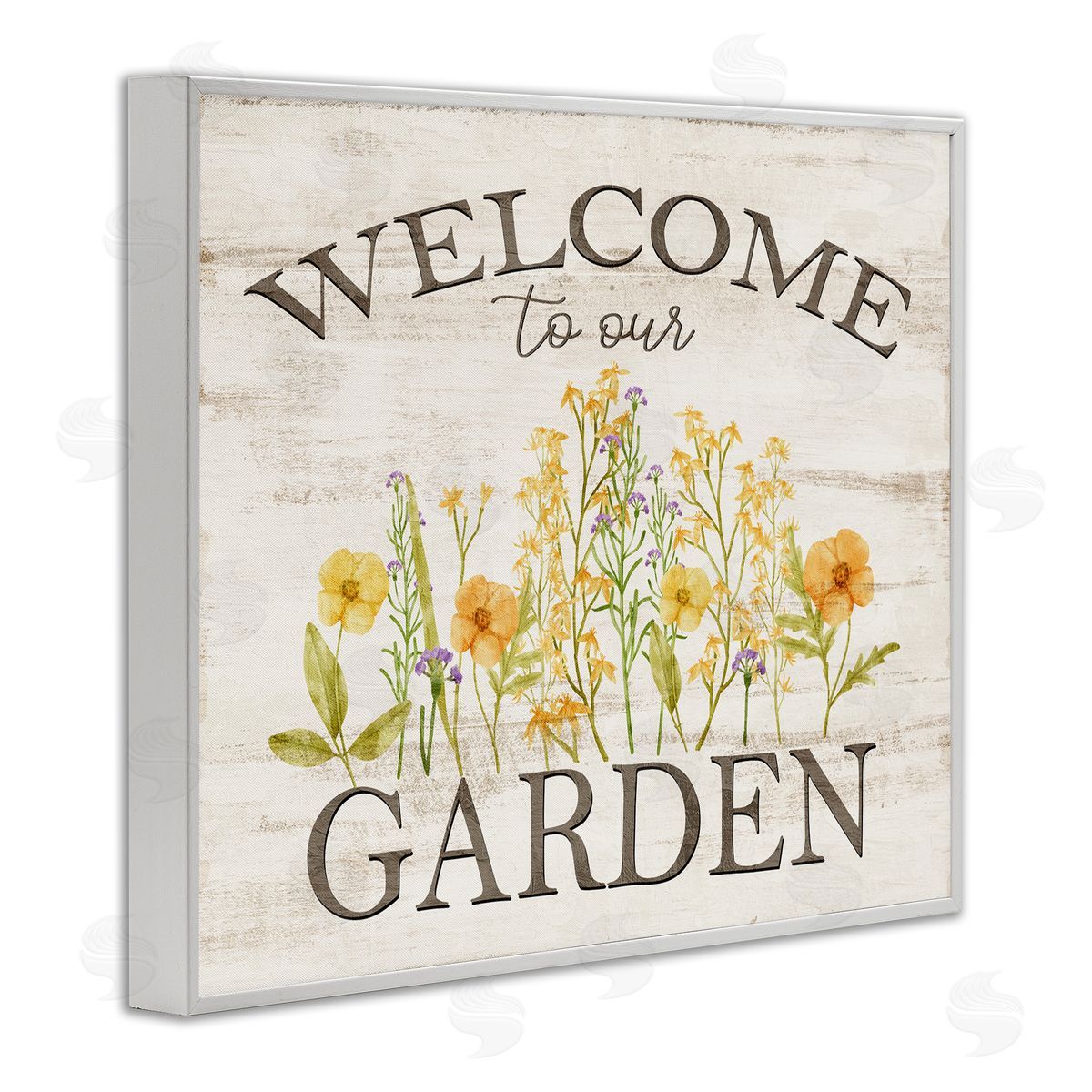 Welcome To Our Garden White Frame Print Wall Art, Home Decor by Kim Allen