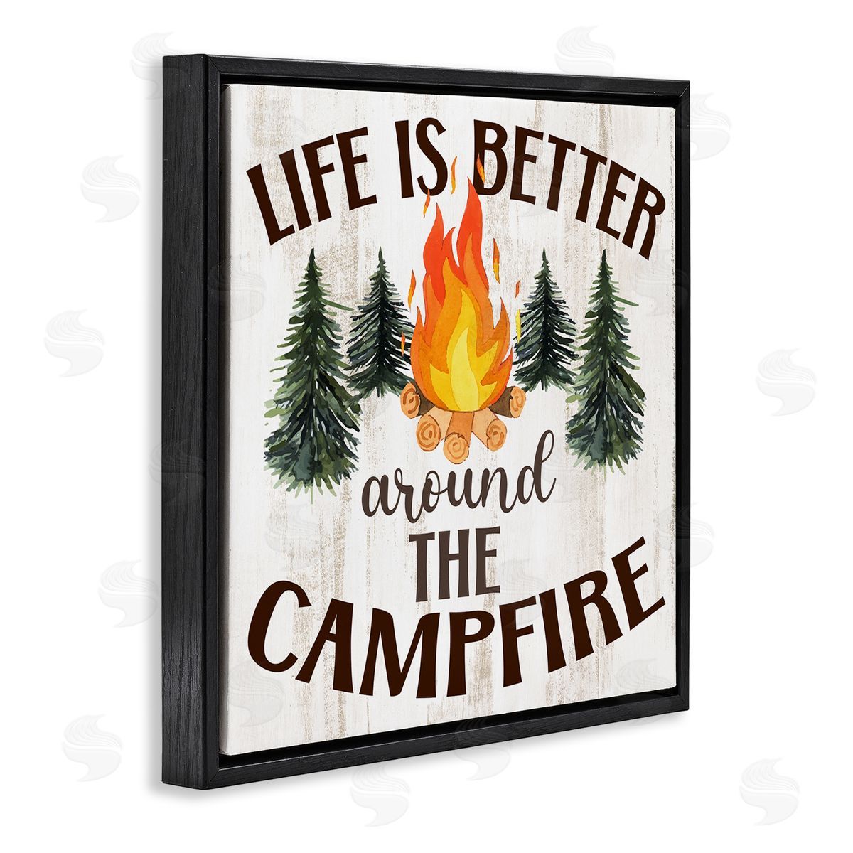 Rustic Campfire Phrase Black Floating Frame Canvas Wall Art, Home Decor by Kim Allen