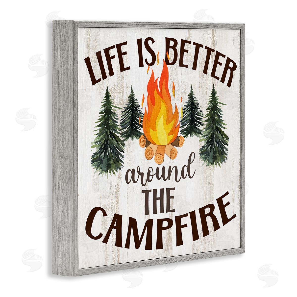 Rustic Campfire Phrase Grey Frame Print Wall Art, Home Decor by Kim Allen