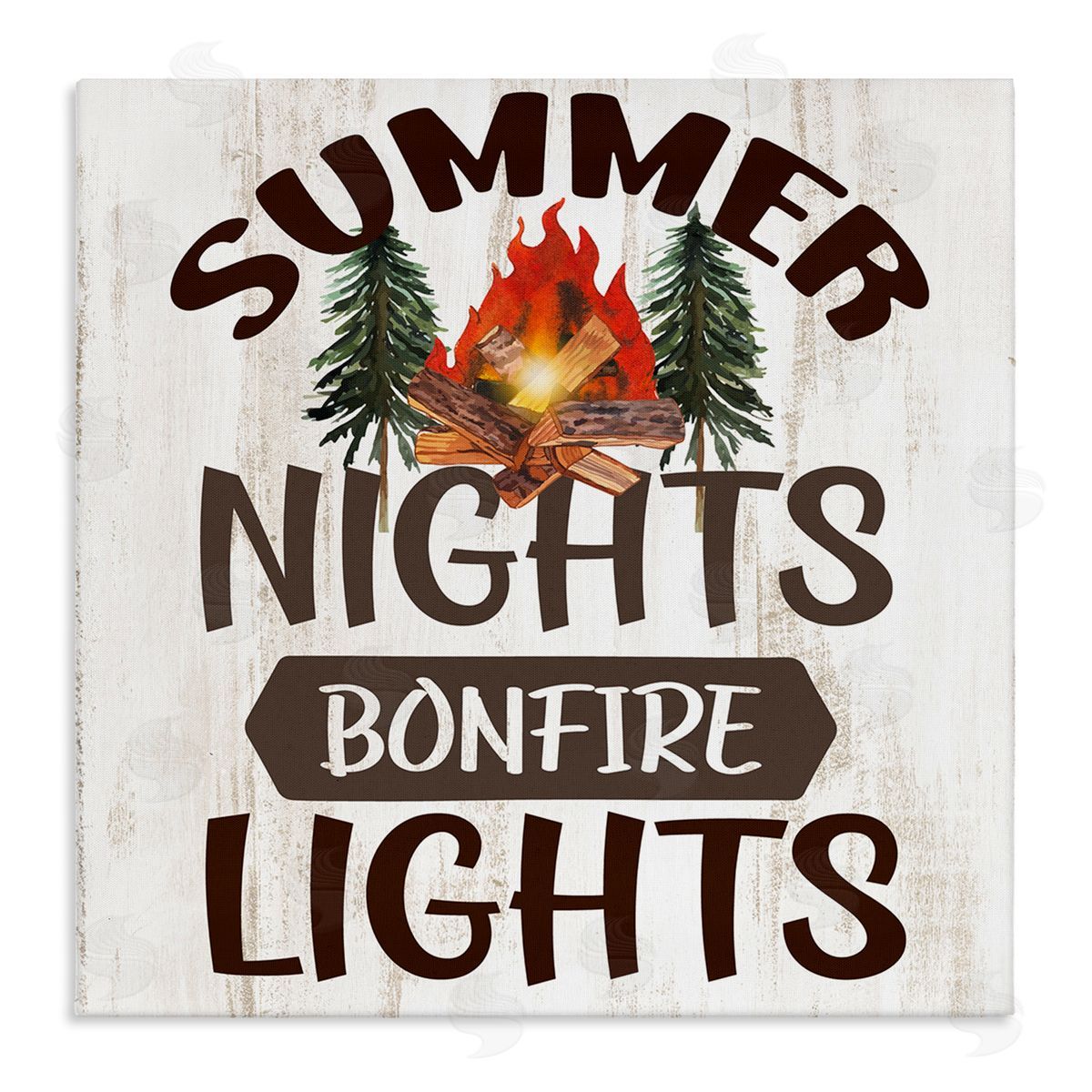 Summer Nights Phrase Canvas Wall Art, Home Decor by Kim Allen