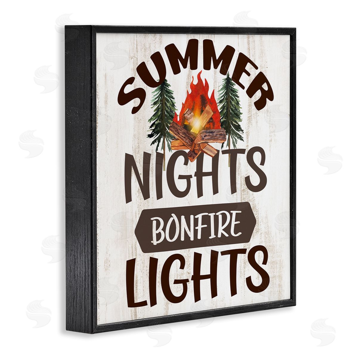 Summer Nights Phrase Black Frame Print Wall Art, Home Decor by Kim Allen