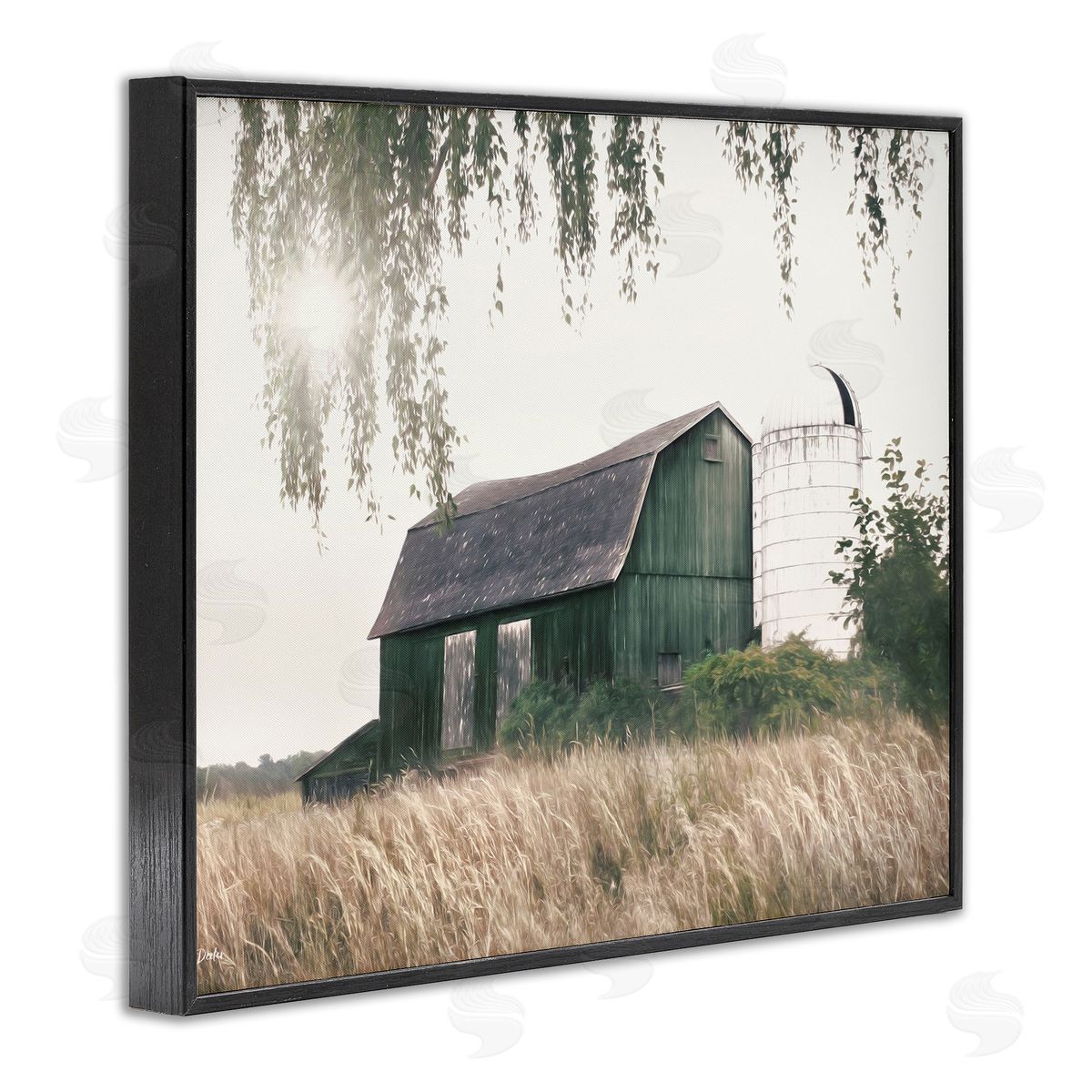 Green Rustic Barn Black Frame Print Wall Art, Home Decor by Lori Deiter