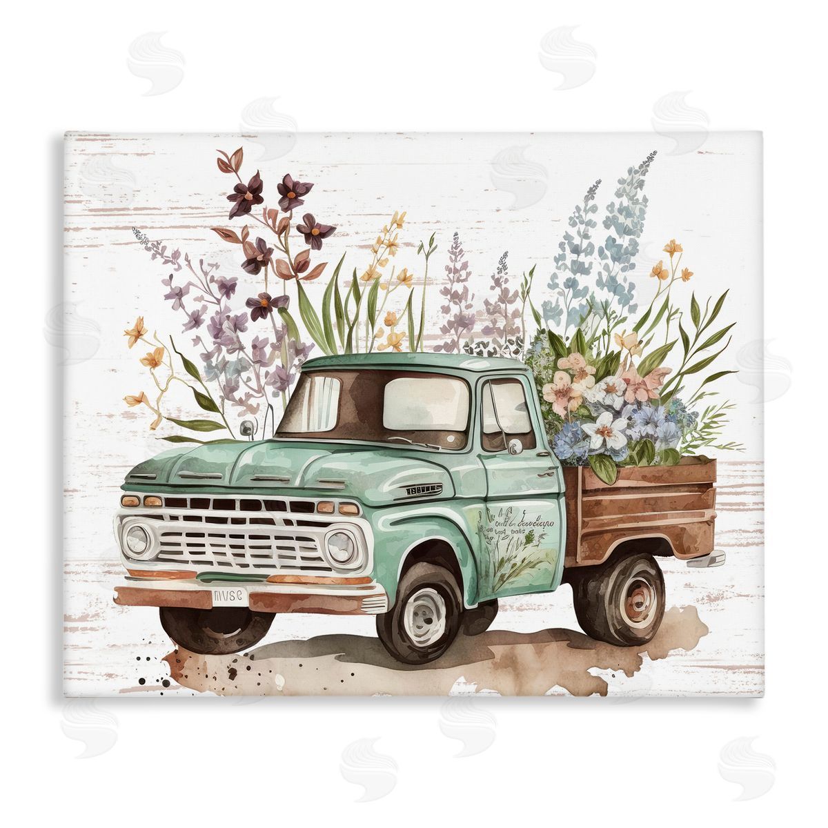 Floral Herb Truck Canvas Wall Art, Home Decor by Lettered and Lined