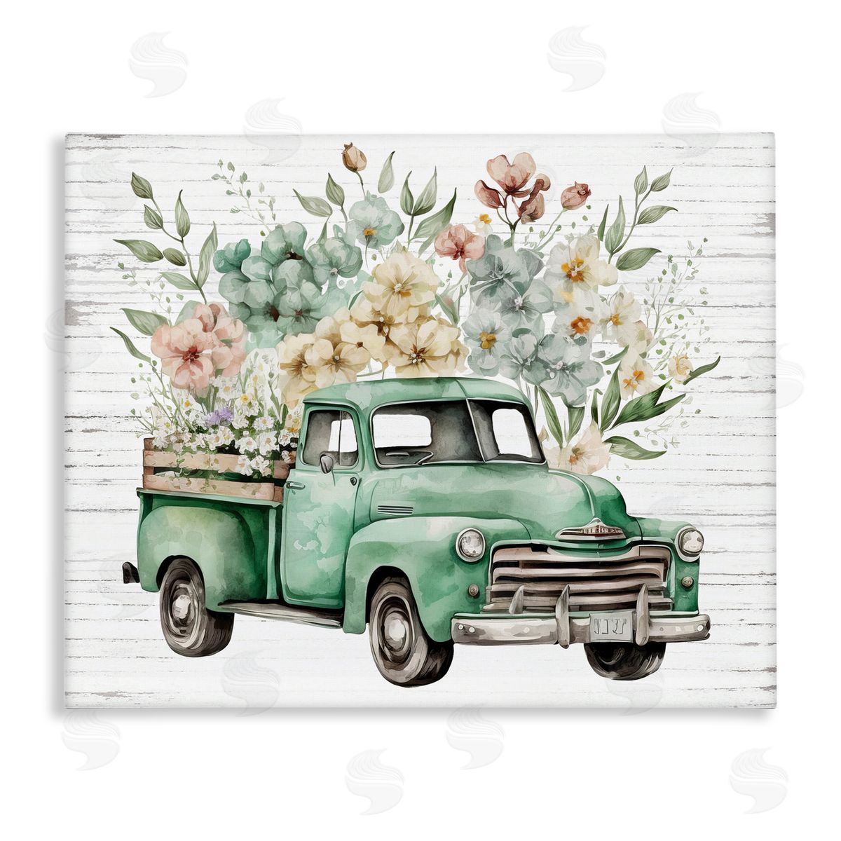 Floral Filled Truck Canvas Wall Art, Home Decor by Lettered and Lined