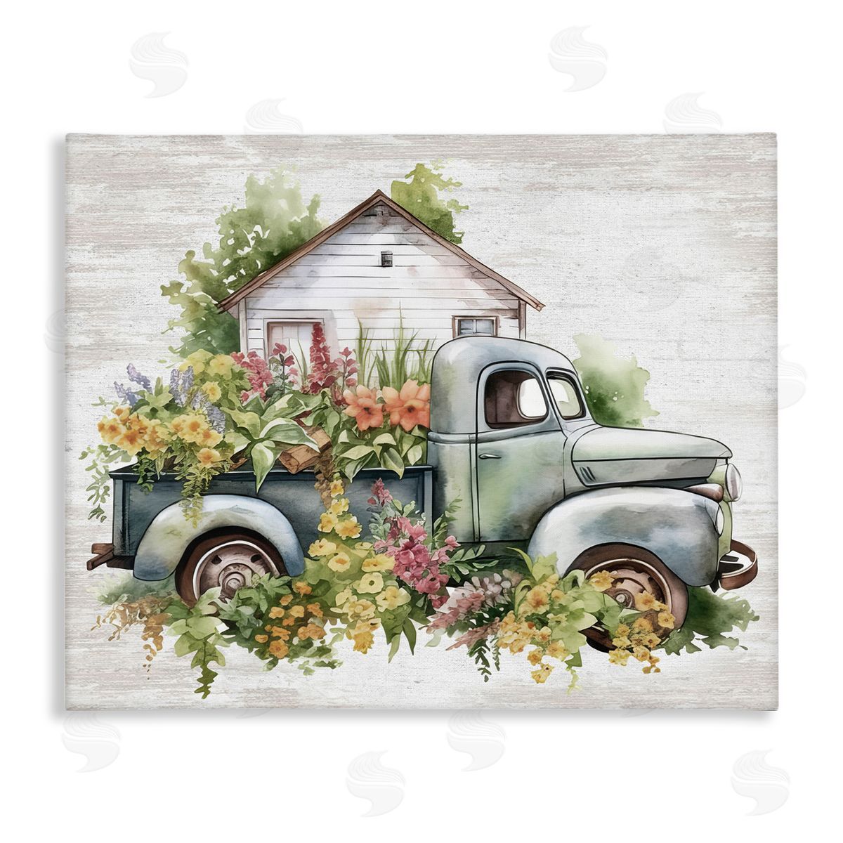 Country Floral Truck Canvas Wall Art, Home Decor by Lettered and Lined