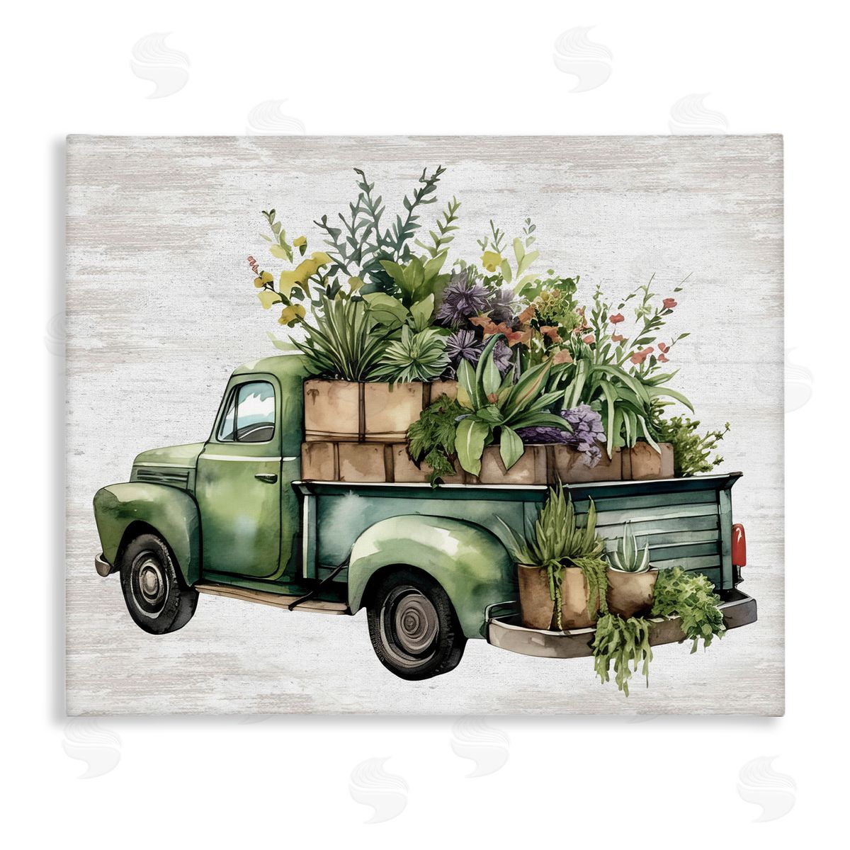 Greenery Filled Truck Canvas Wall Art, Home Decor by Lettered and Lined