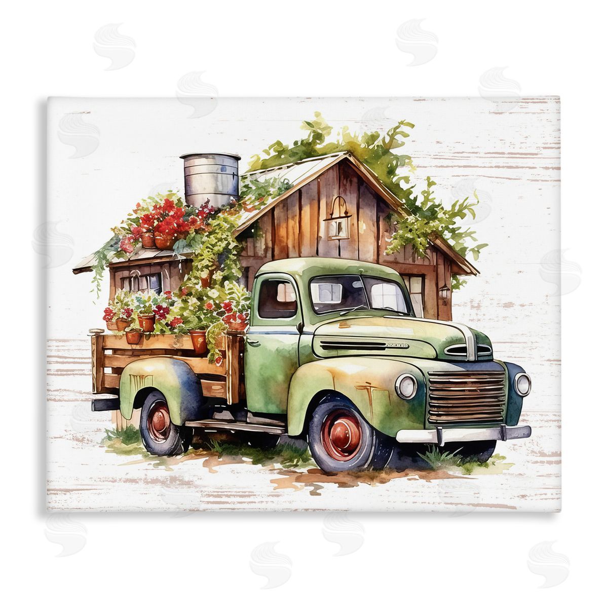 Rustic Pickup with Greenery Canvas Wall Art, Home Decor by Lettered and Lined