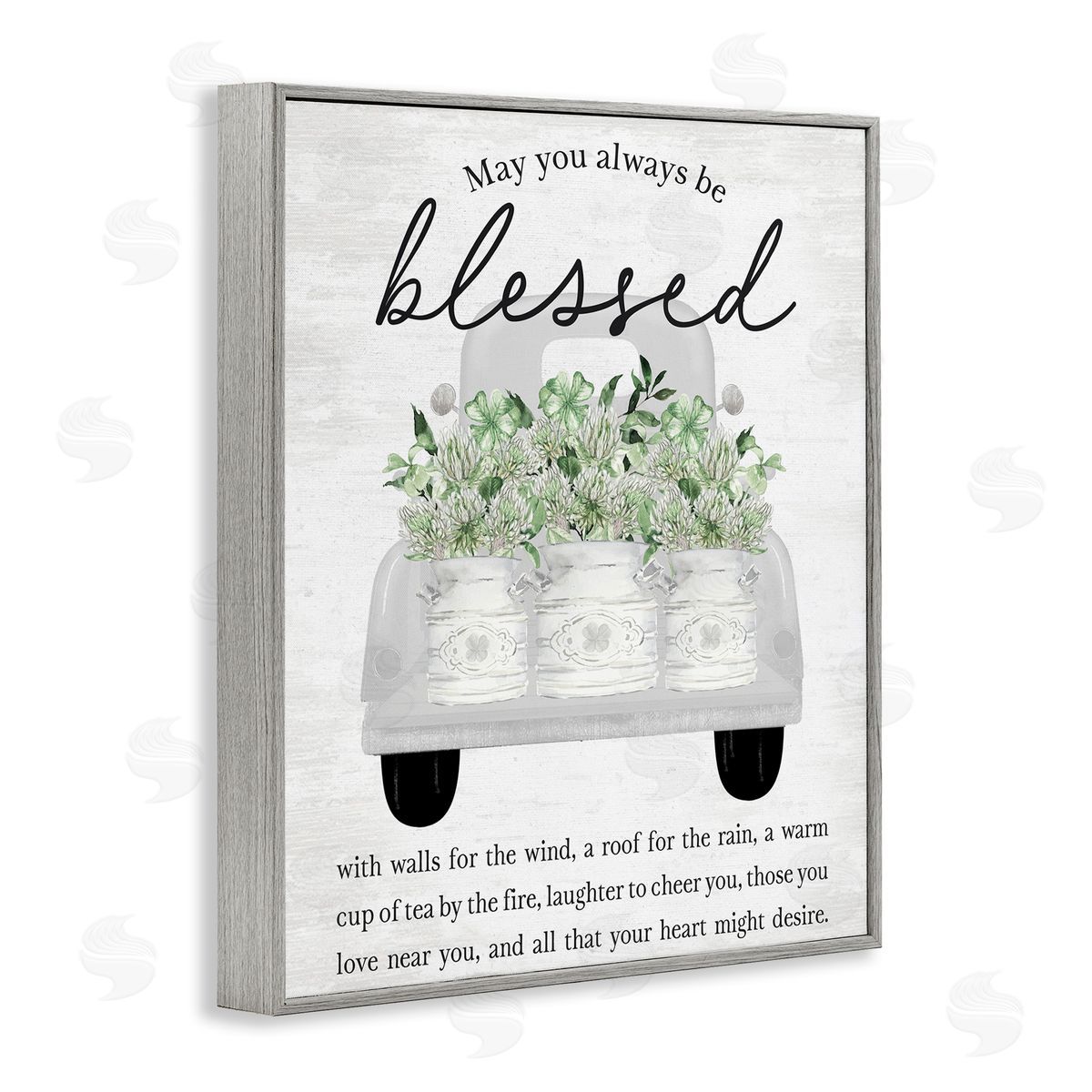 Inspiring Blessed Phrase Grey Frame Print Wall Art, Home Decor by Lettered and Lined