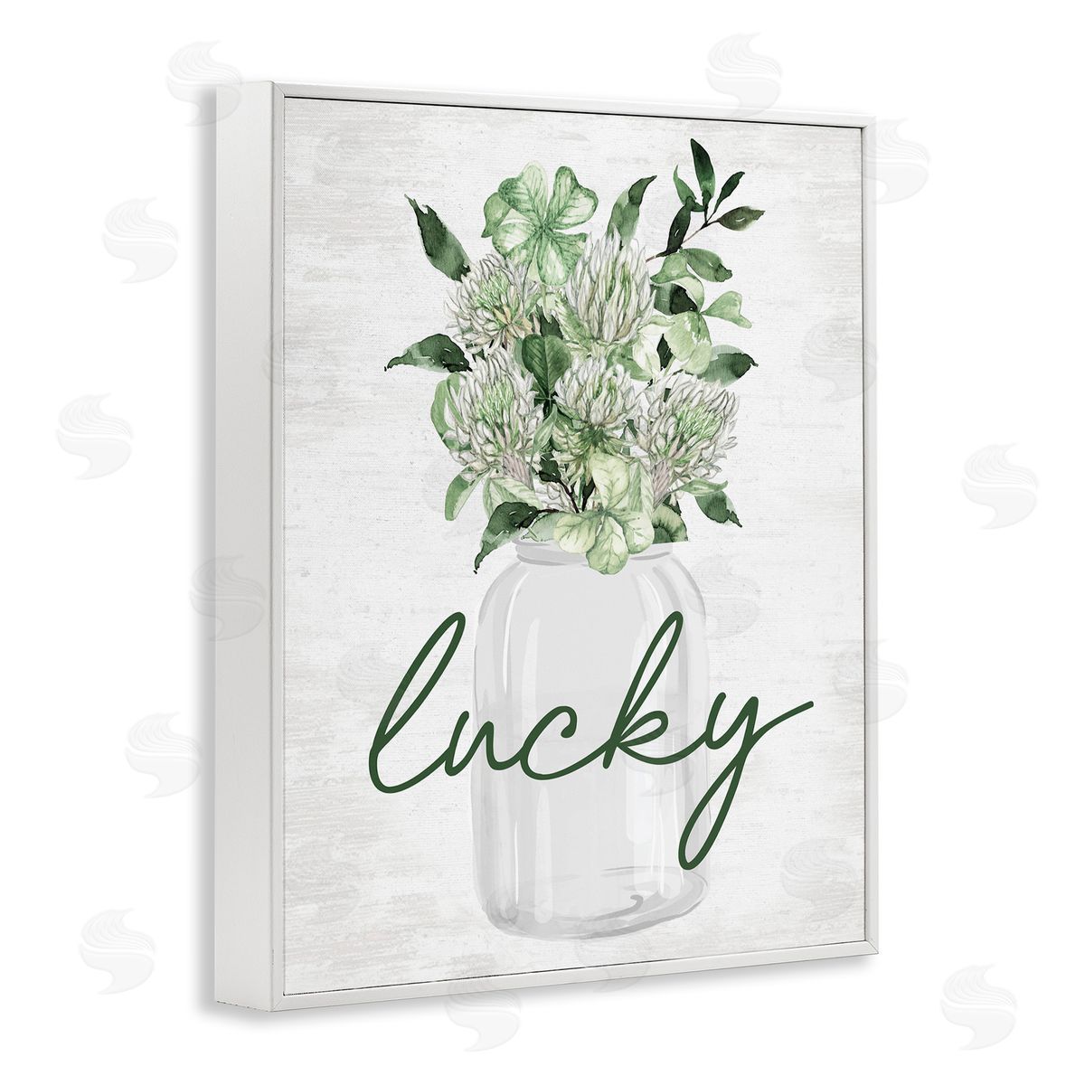 Lucky Spring Shamrocks White Frame Print Wall Art, Home Decor by Lettered and Lined