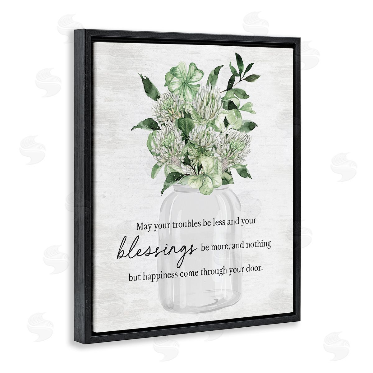 Lucky Clover Blessing Black Floating Frame Canvas Wall Art, Home Decor by Lettered and Lined