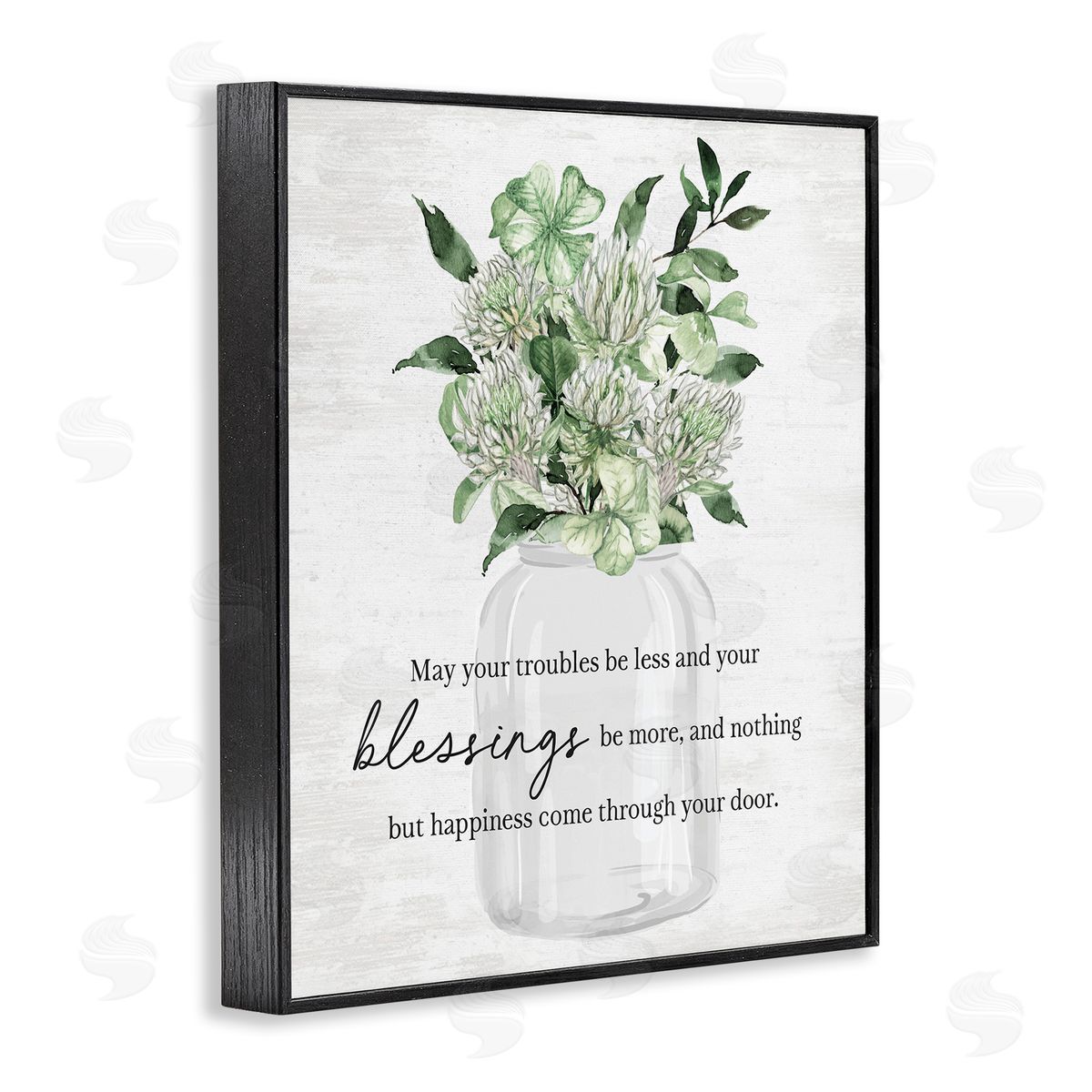 Lucky Clover Blessing Black Frame Print Wall Art, Home Decor by Lettered and Lined