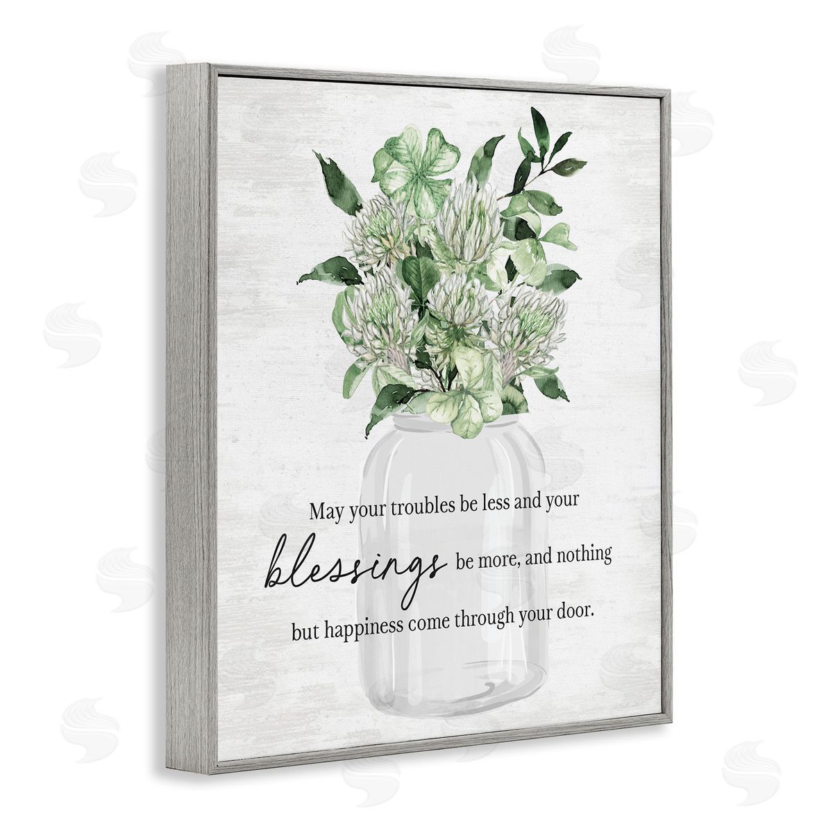 Lucky Clover Blessing Grey Frame Print Wall Art, Home Decor by Lettered and Lined