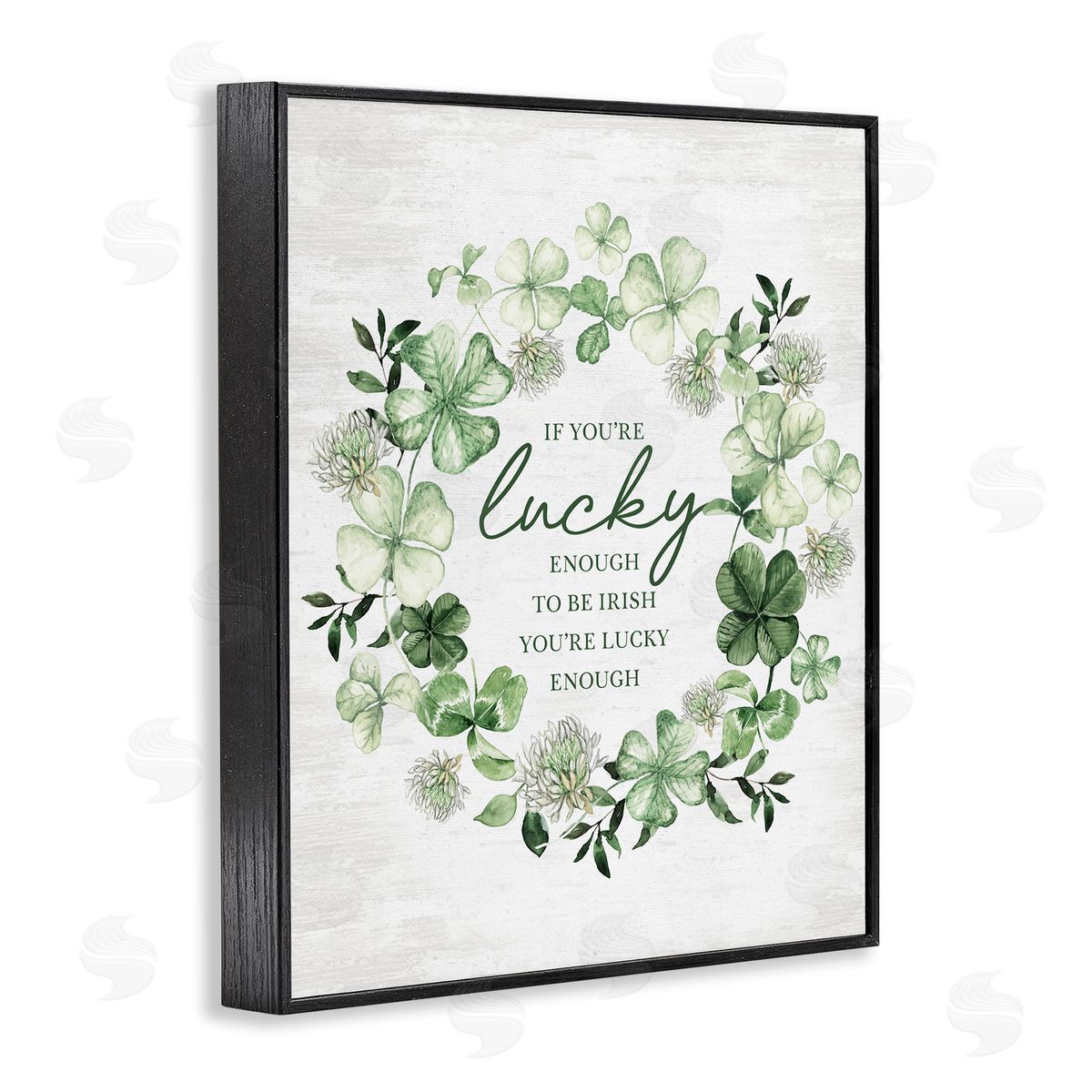 Inspiring Lucky Wreath Black Frame Print Wall Art, Home Decor by Lettered and Lined